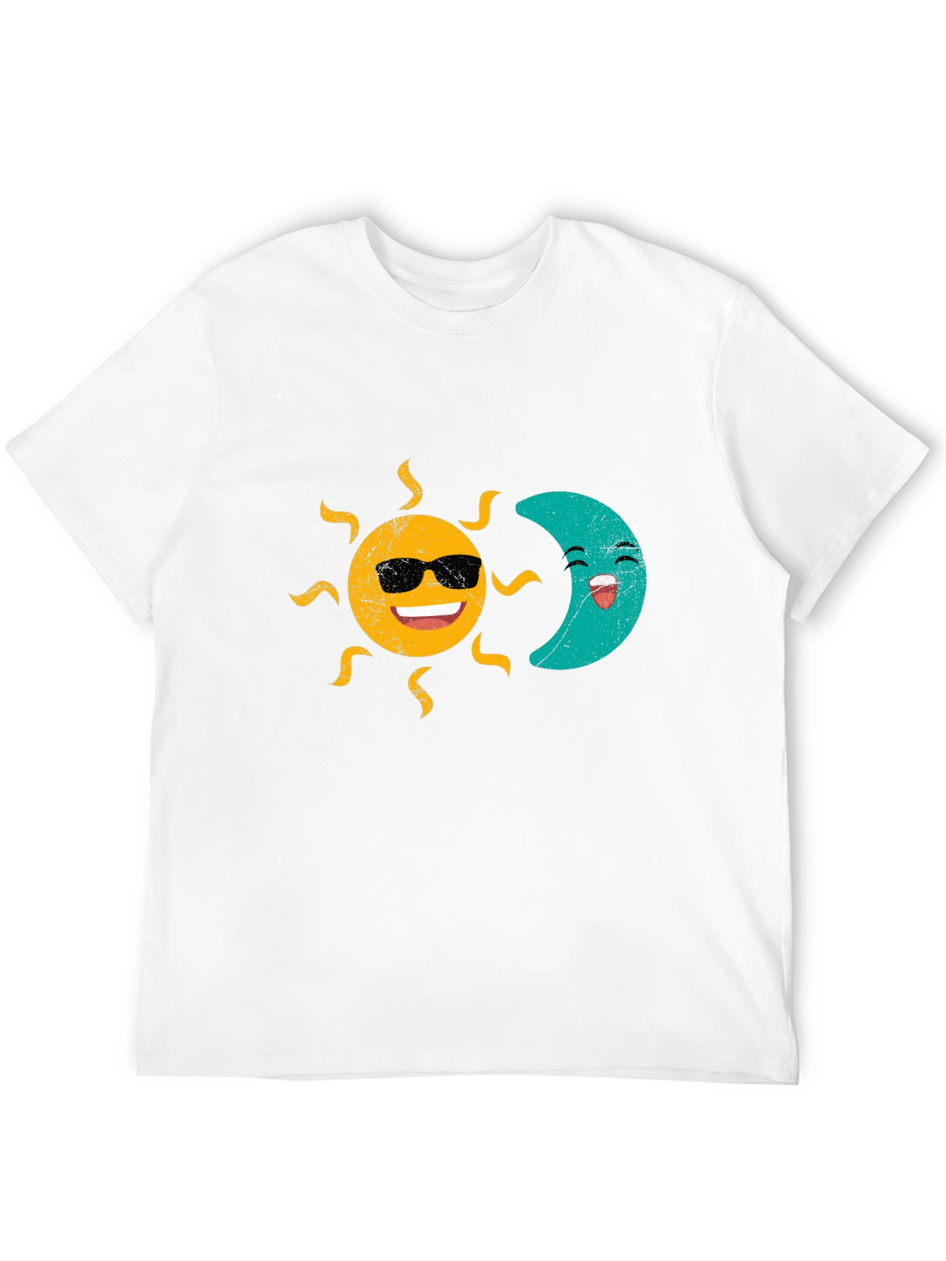 Sun & Moon Graphic T-Shirt - Smiling Celestial Design
