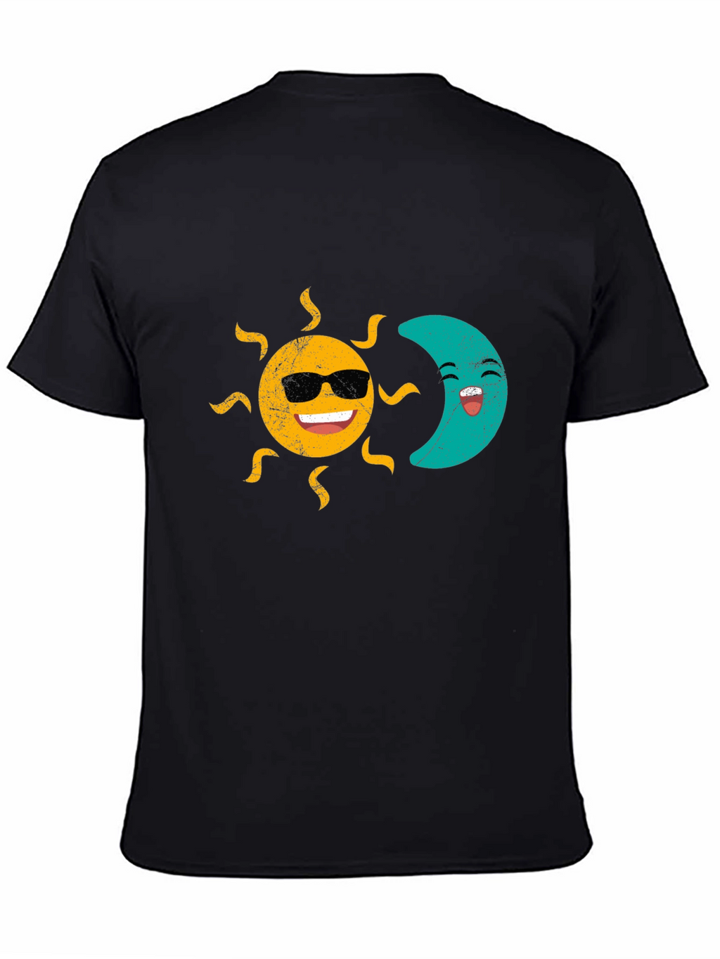 Sun & Moon Graphic T-Shirt - Smiling Celestial Design