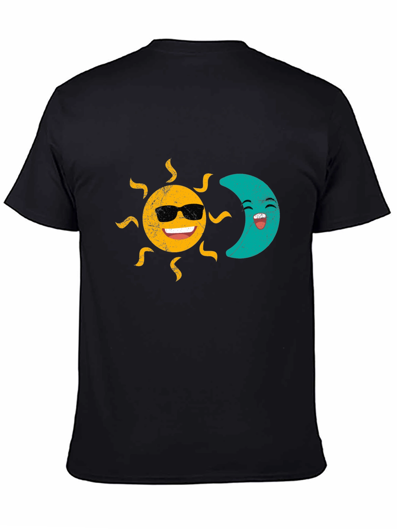 Sun & Moon Graphic T-Shirt - Smiling Celestial Design