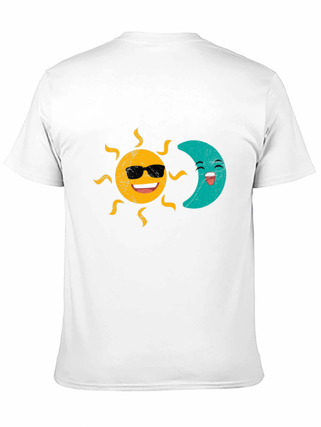 Sun & Moon Graphic T-Shirt - Smiling Celestial Design