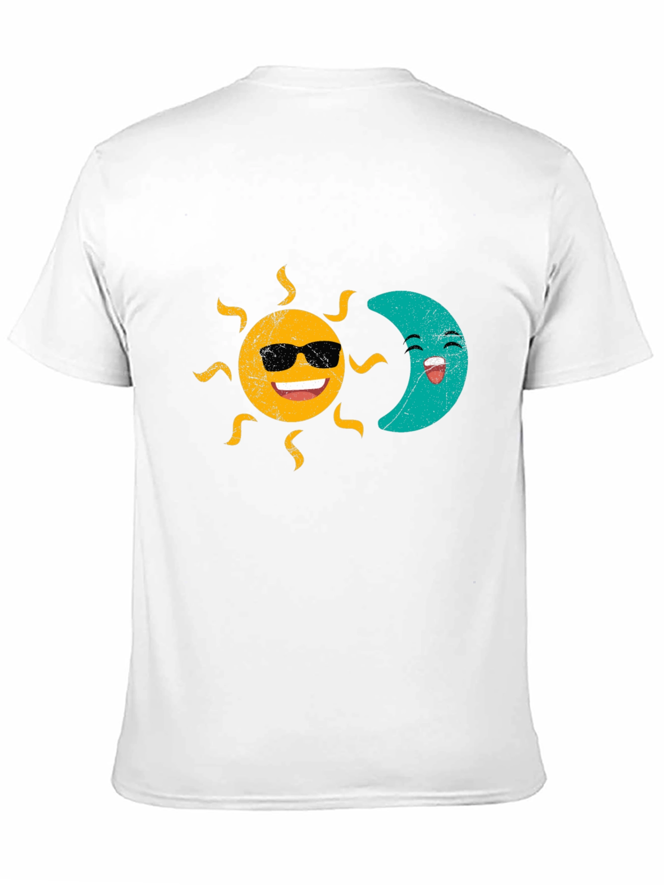 Sun & Moon Graphic T-Shirt - Smiling Celestial Design