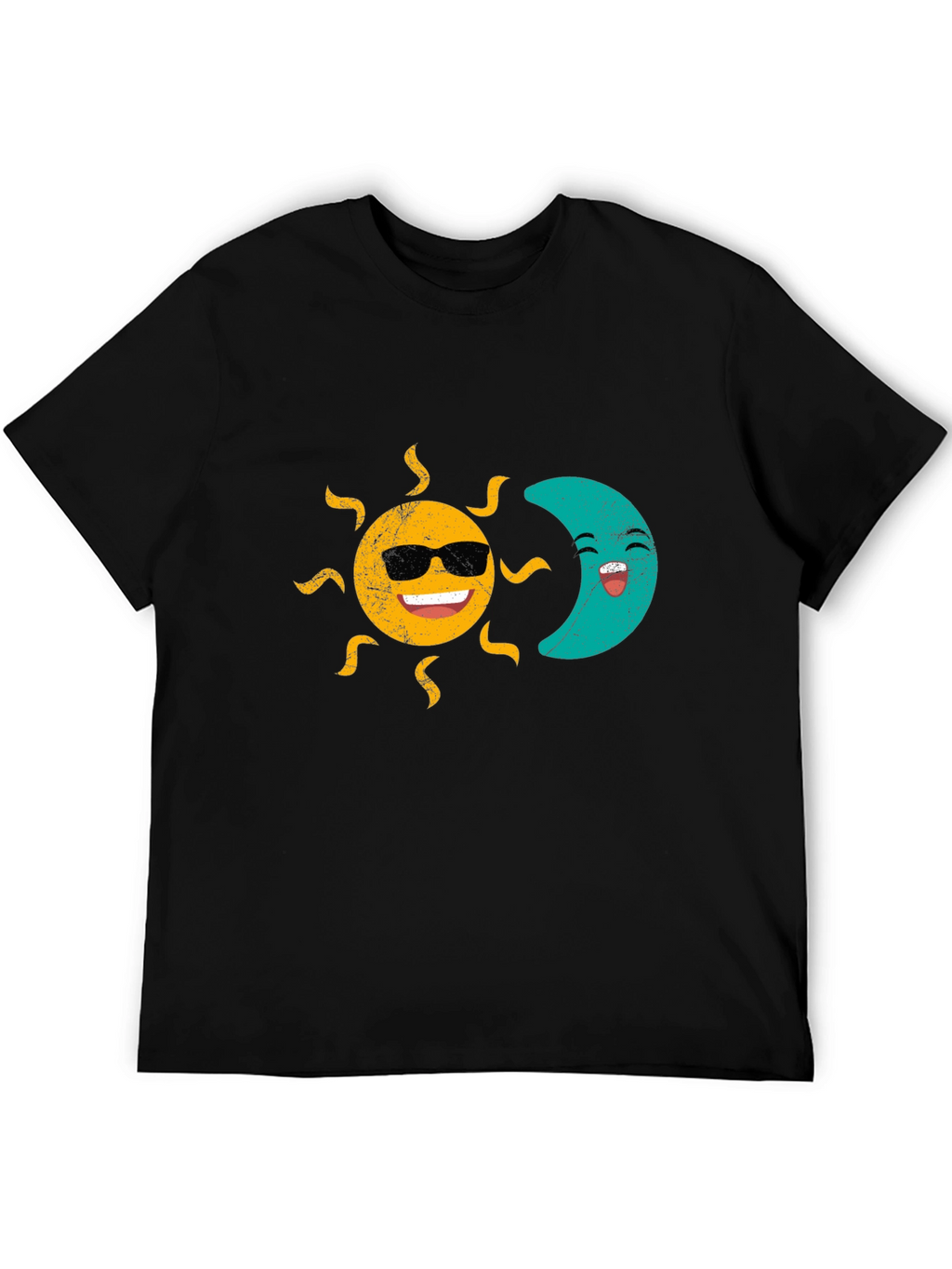 Sun & Moon Graphic T-Shirt - Smiling Celestial Design