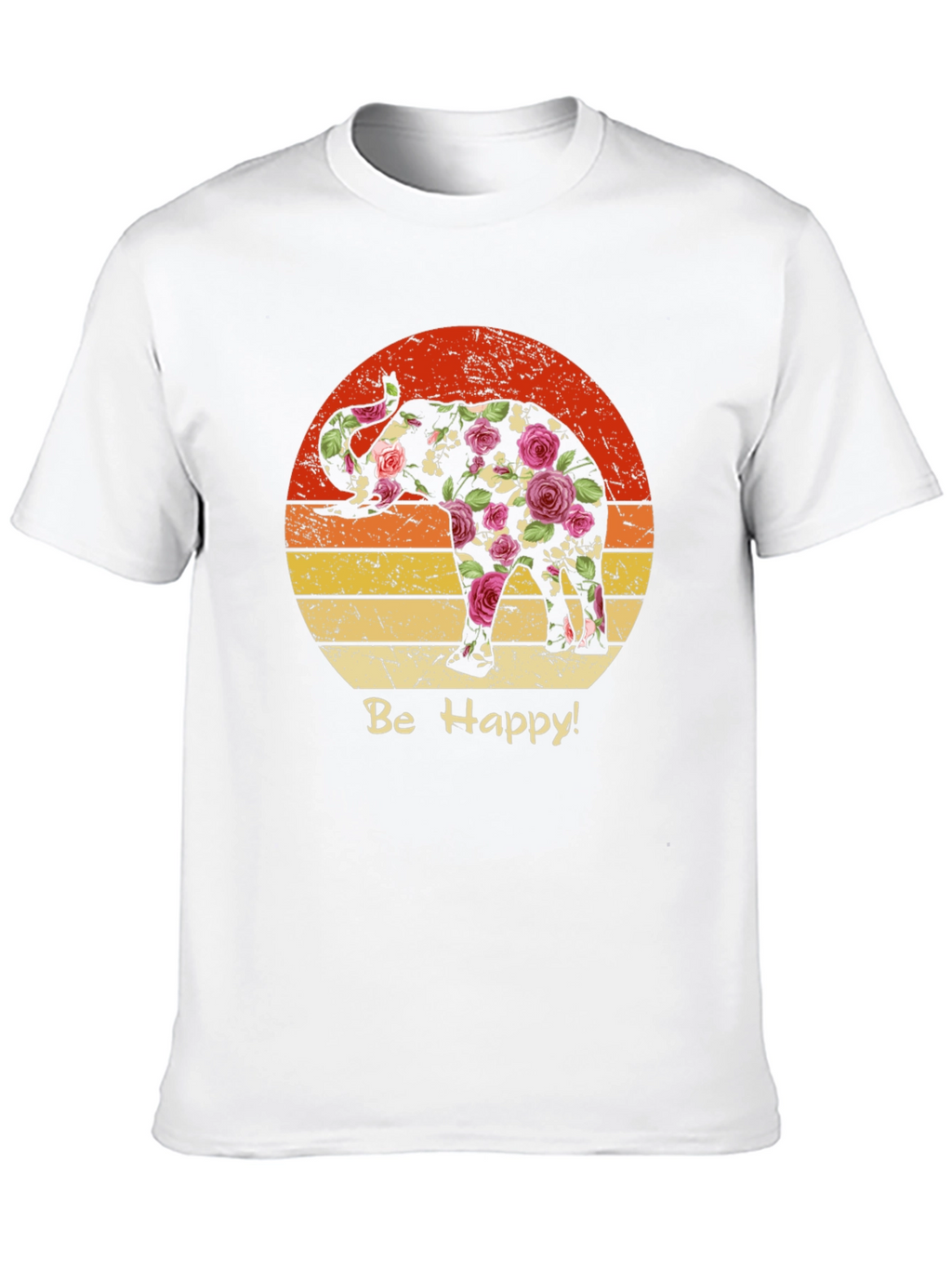 Floral Elephant Sunset Graphic Tee