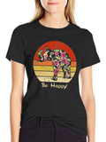 Floral Elephant Sunset Graphic Tee