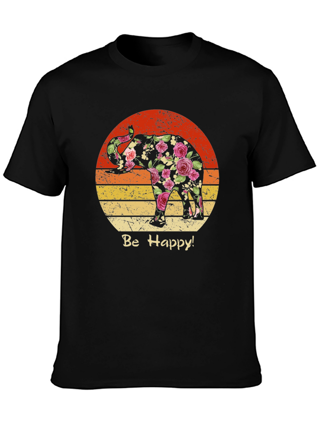 Floral Elephant Sunset Graphic Tee