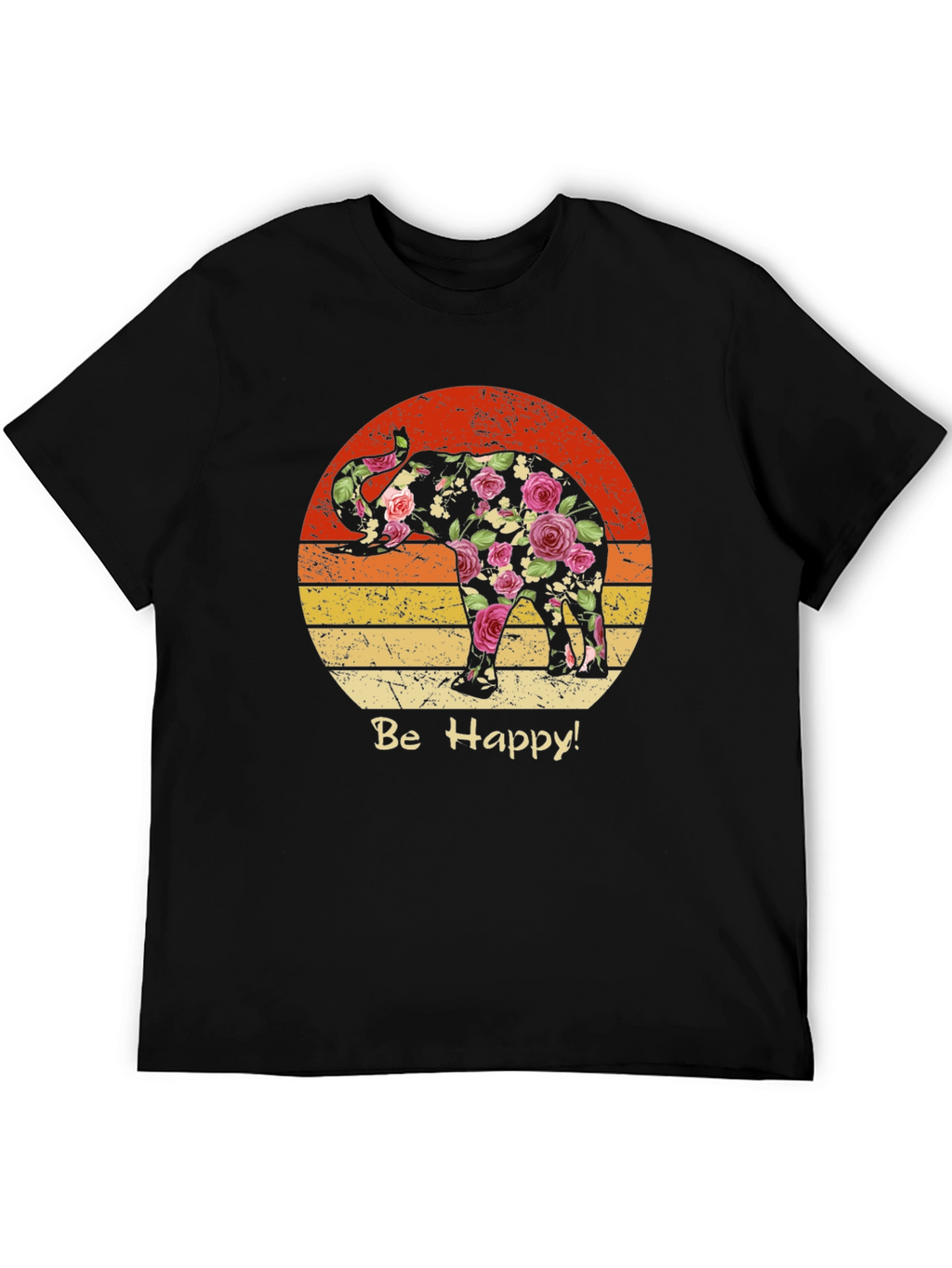 Floral Elephant Sunset Graphic Tee