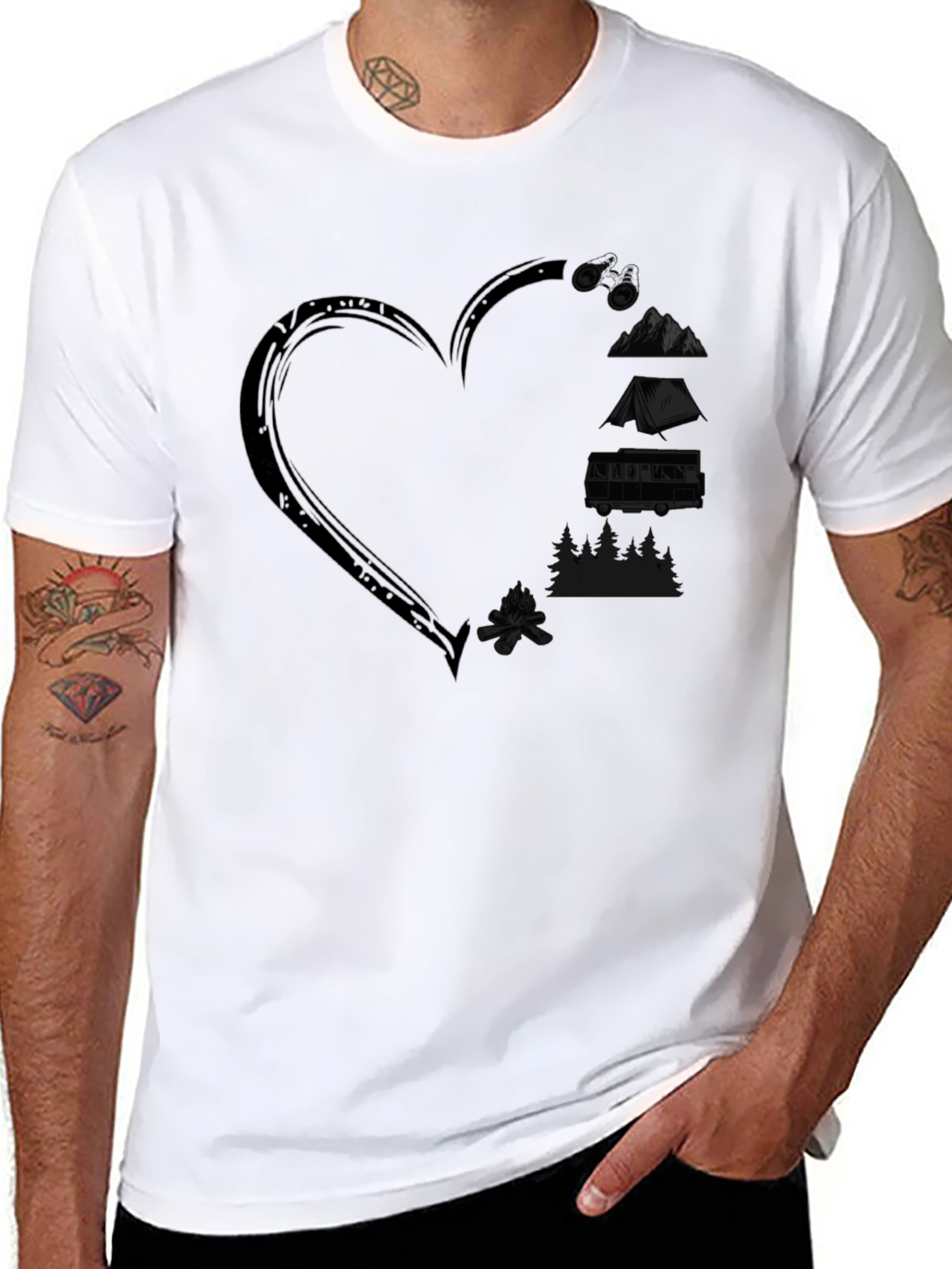 Camping Heart Graphic T-Shirt - Outdoor Adventure Tee