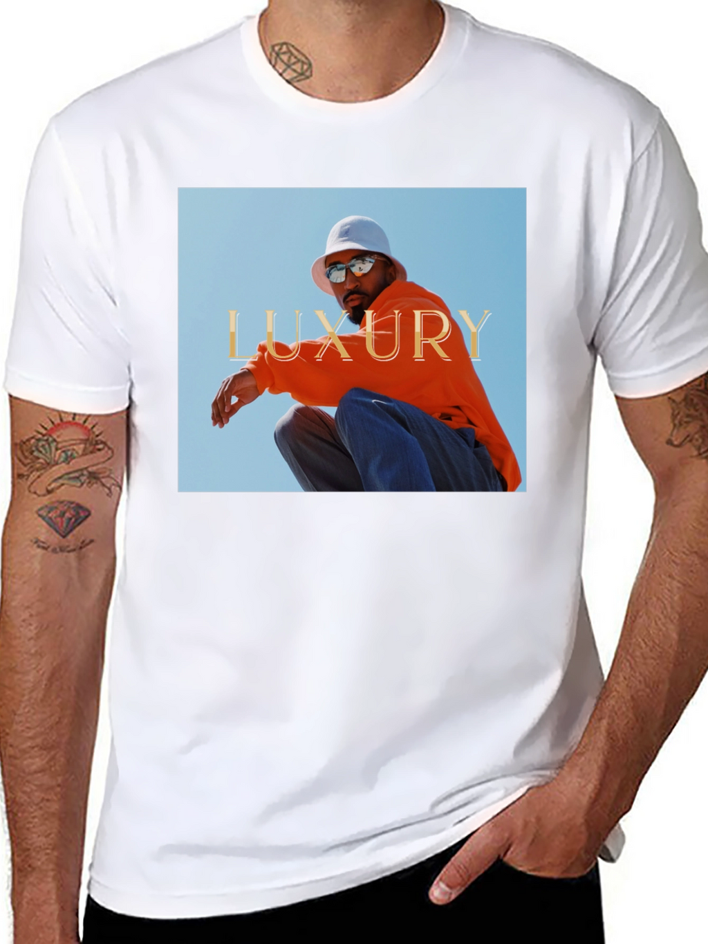 Luxury Photo Graphic Print Black Tee
