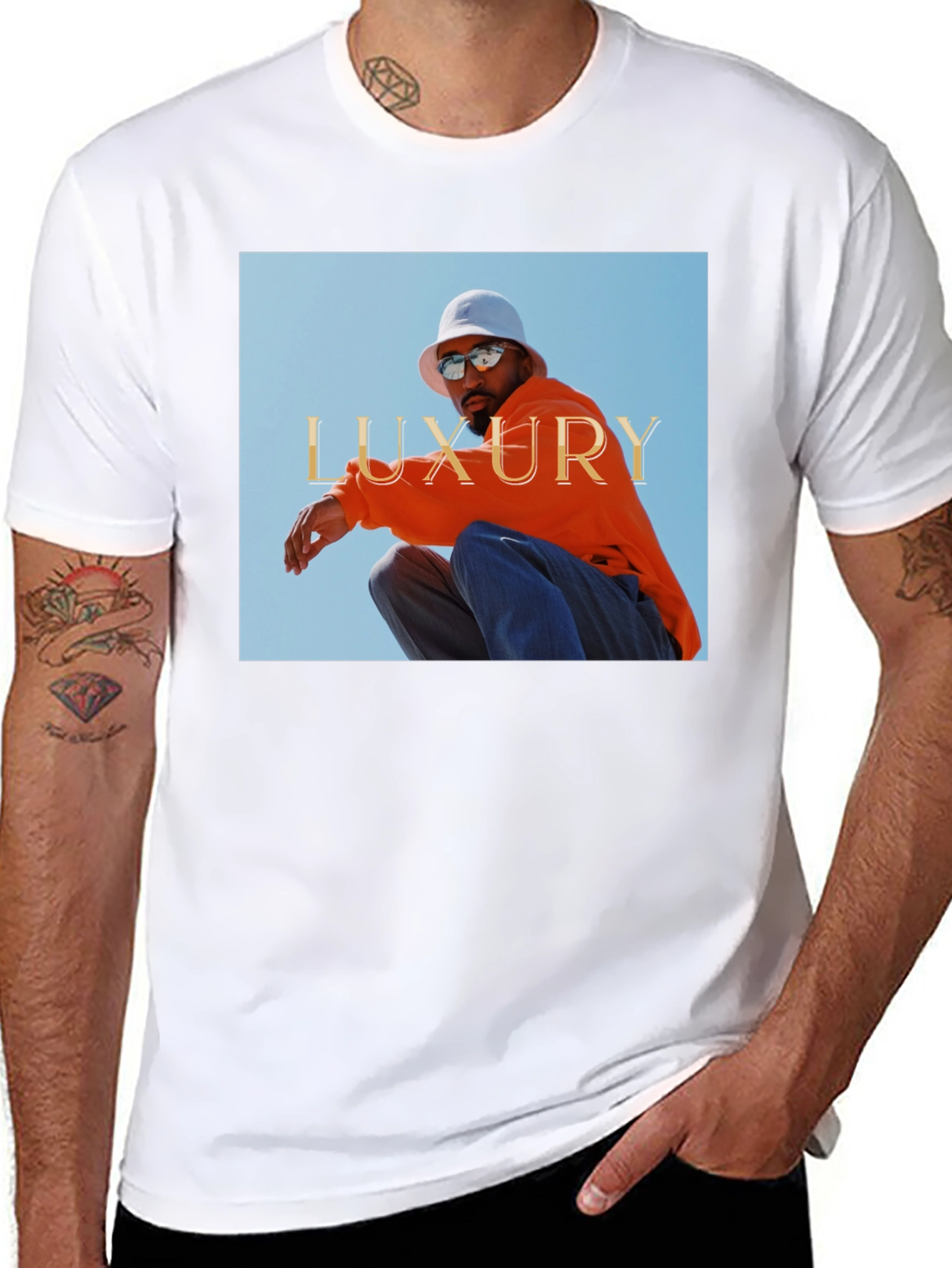 Luxury Photo Graphic Print Black Tee