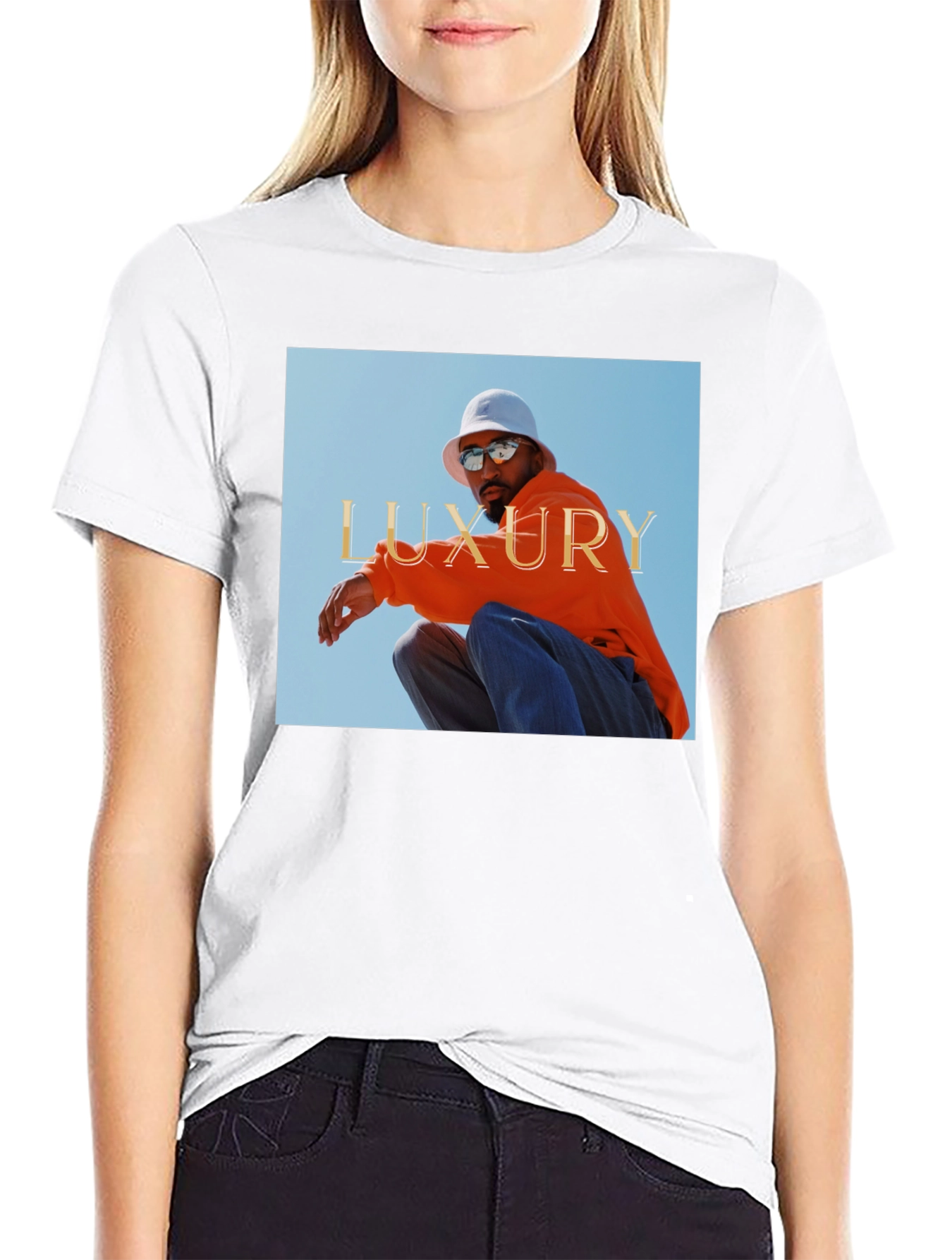 Luxury Photo Graphic Print Black Tee