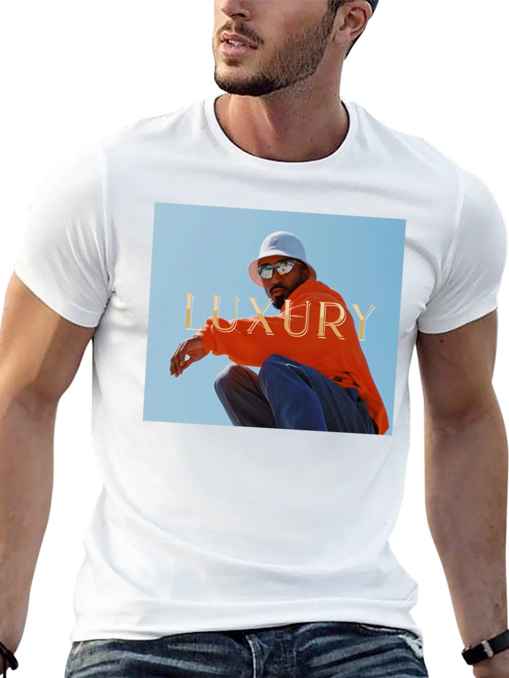 Luxury Photo Graphic Print Black Tee