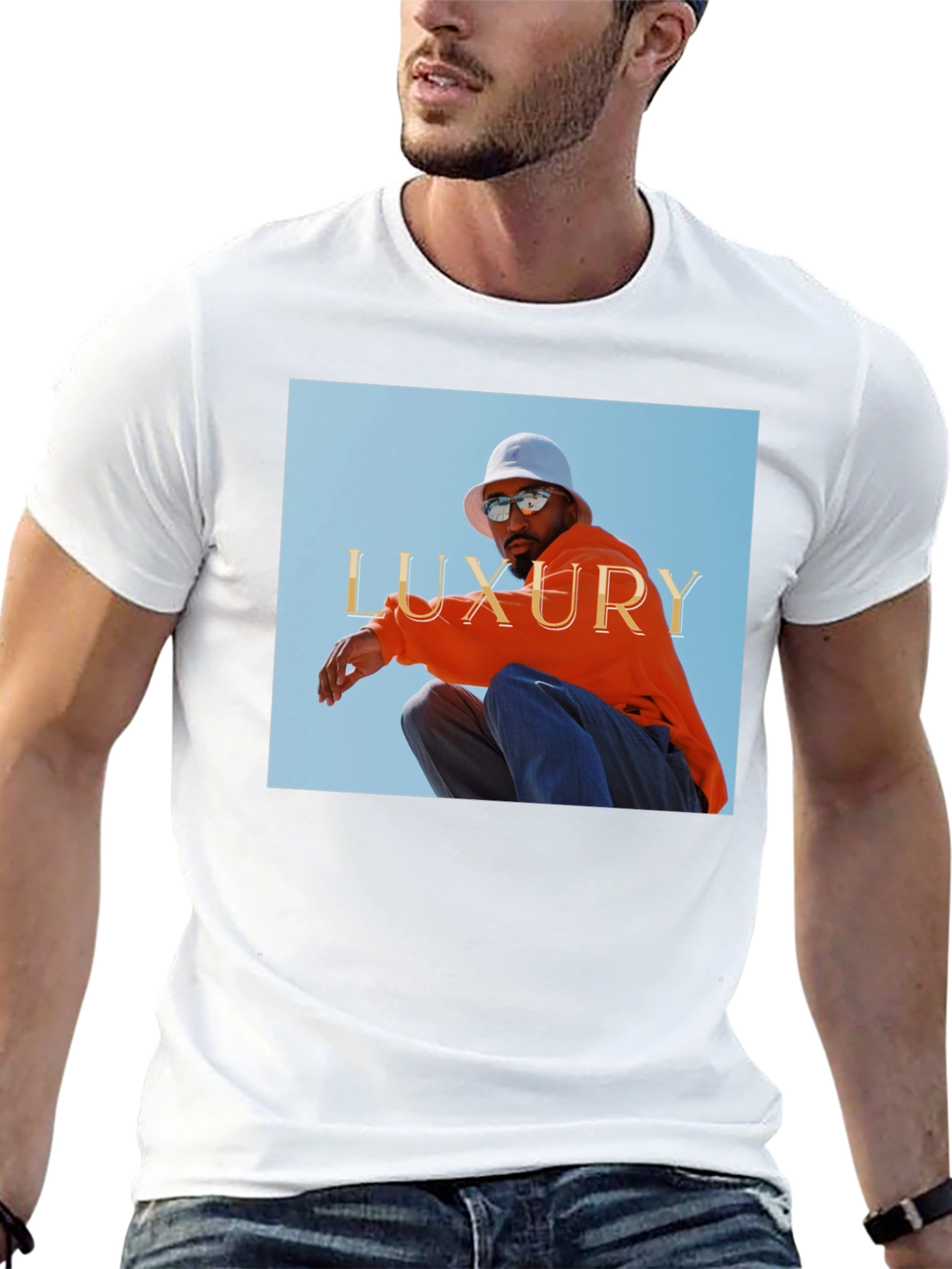Luxury Photo Graphic Print Black Tee