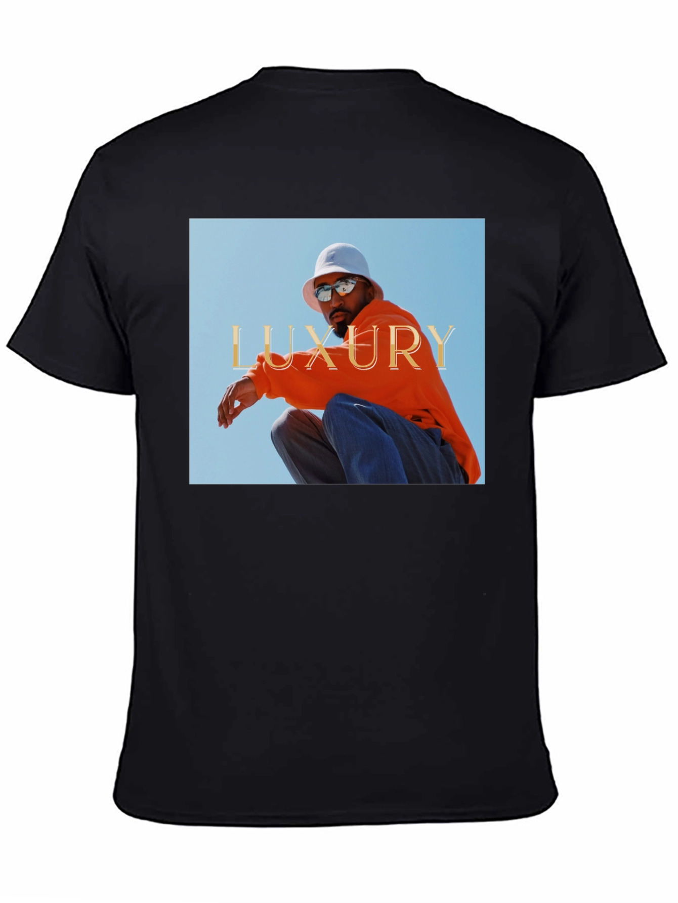 Luxury Photo Graphic Print Black Tee