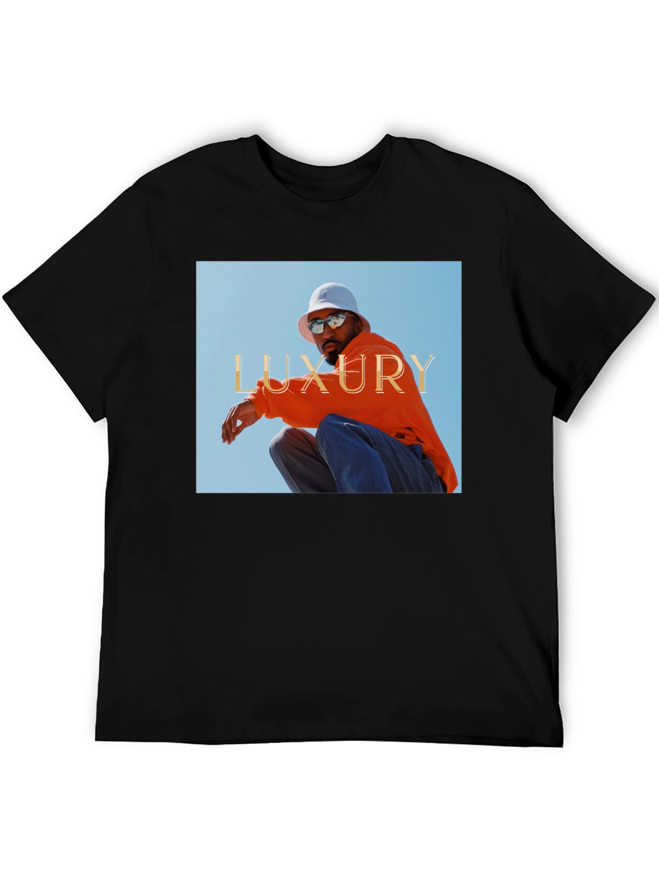 Luxury Photo Graphic Print Black Tee