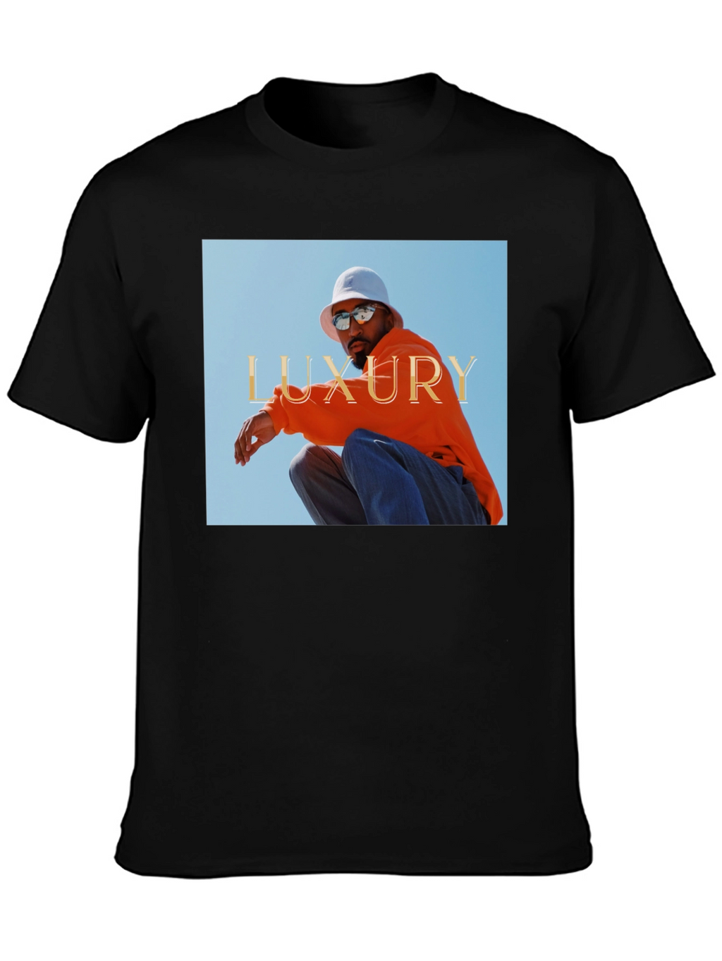 Luxury Photo Graphic Print Black Tee