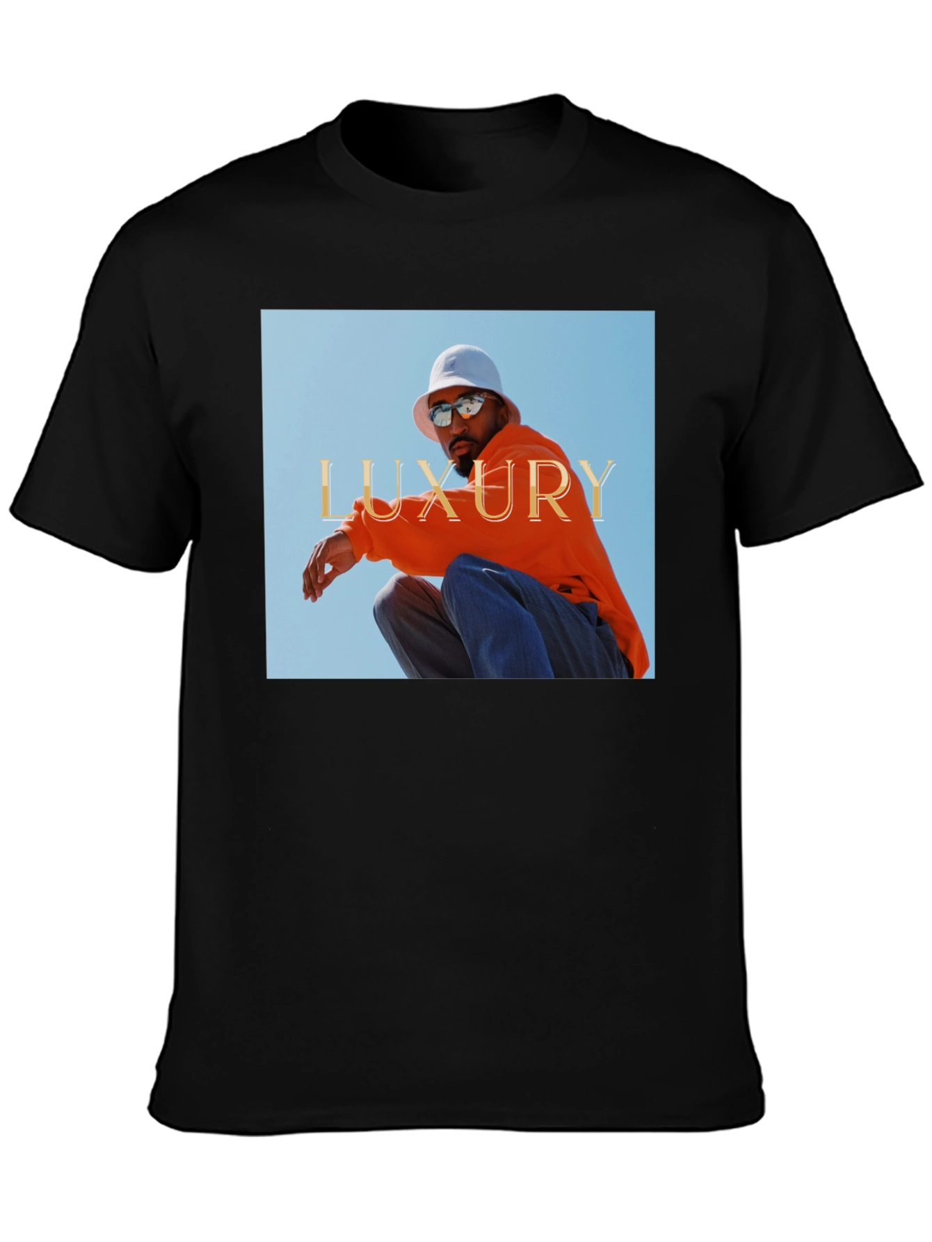 Luxury Photo Graphic Print Black Tee