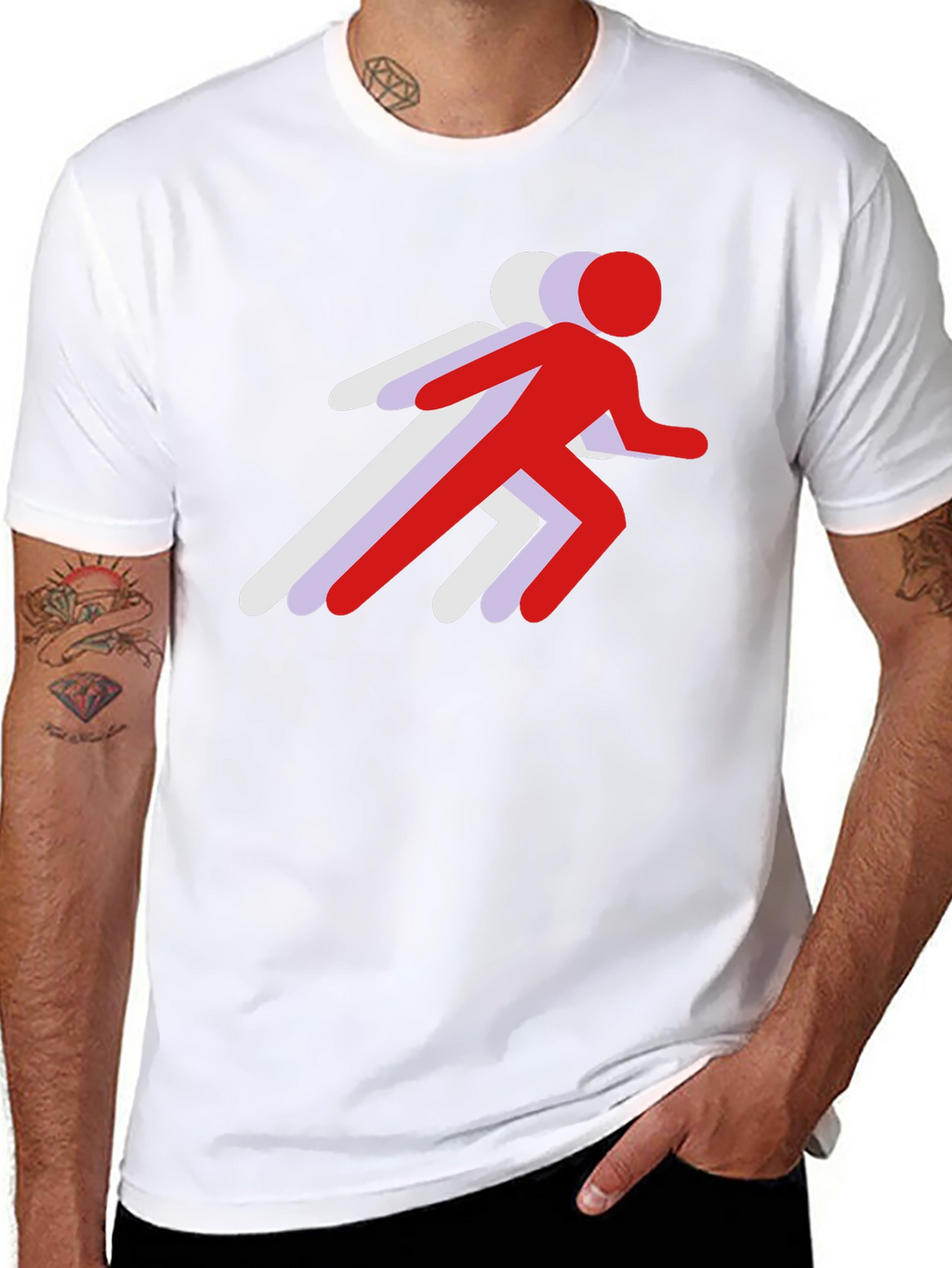 Running Stick Figure Graphic Tee - Black
