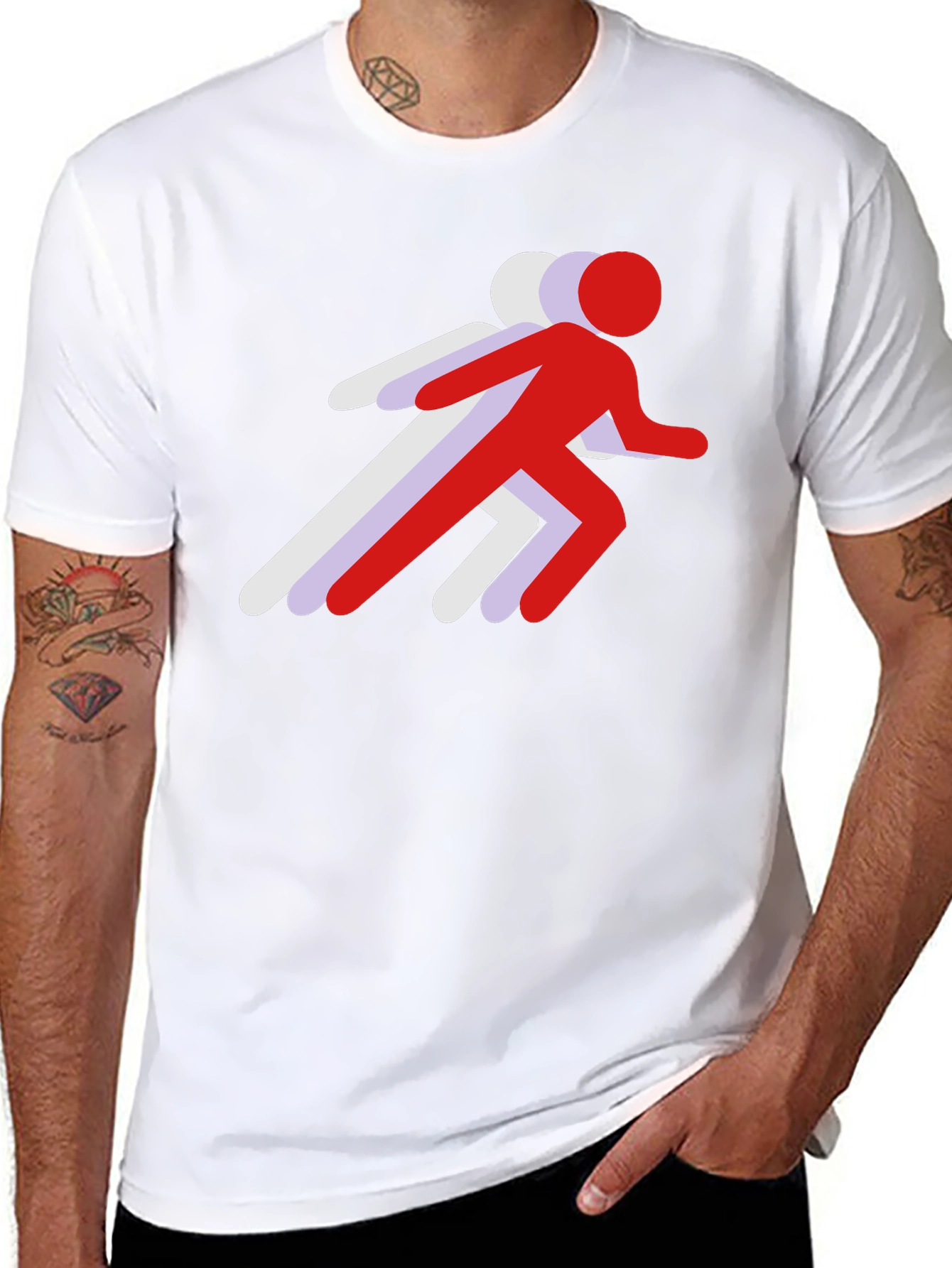 Running Stick Figure Graphic Tee - Black