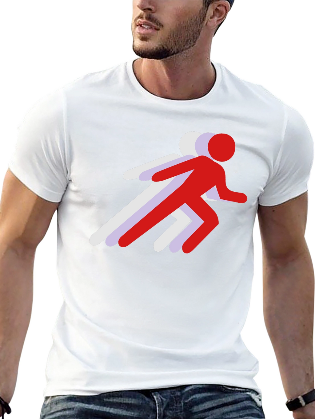 Running Stick Figure Graphic Tee - Black