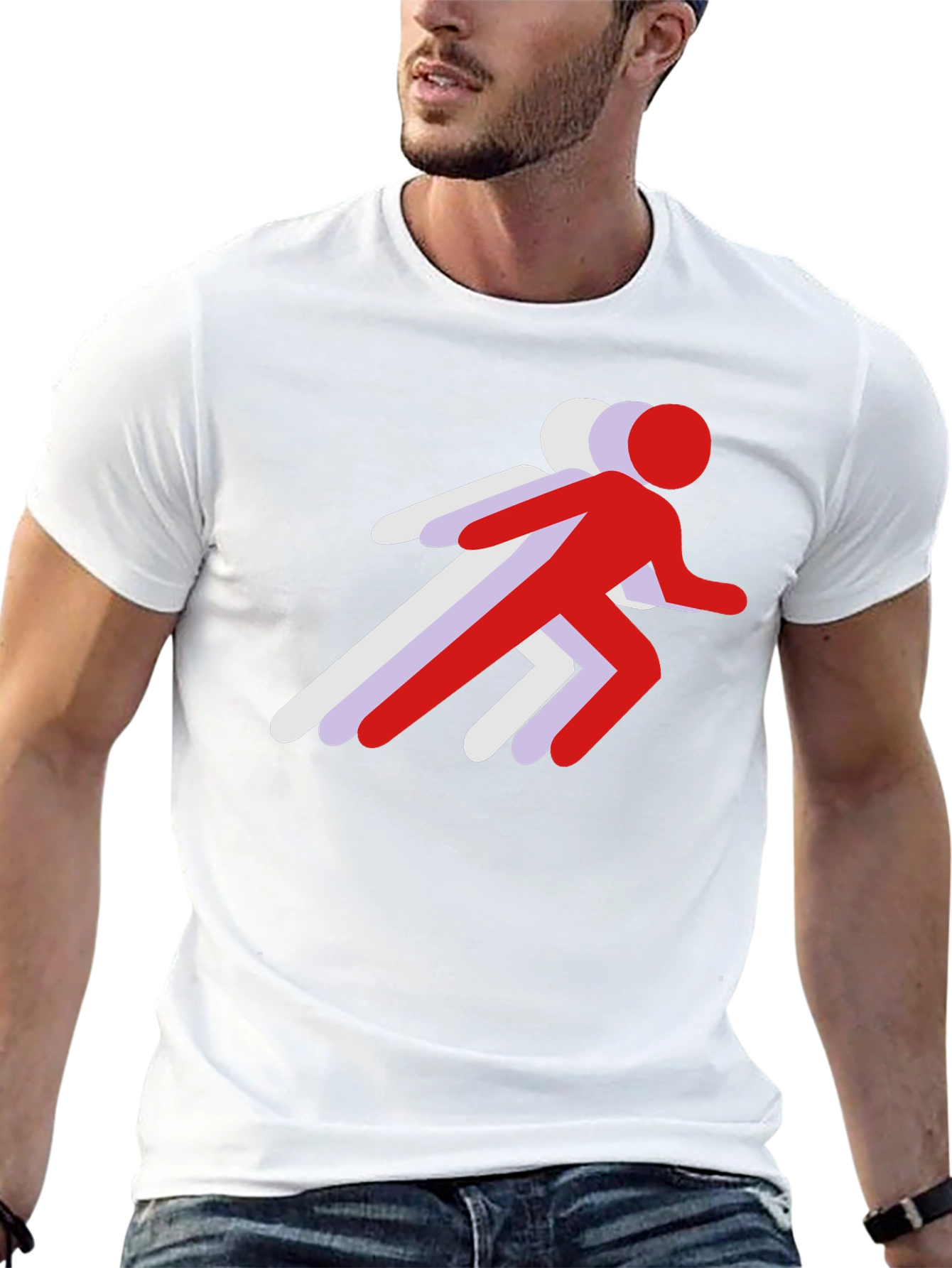 Running Stick Figure Graphic Tee - Black