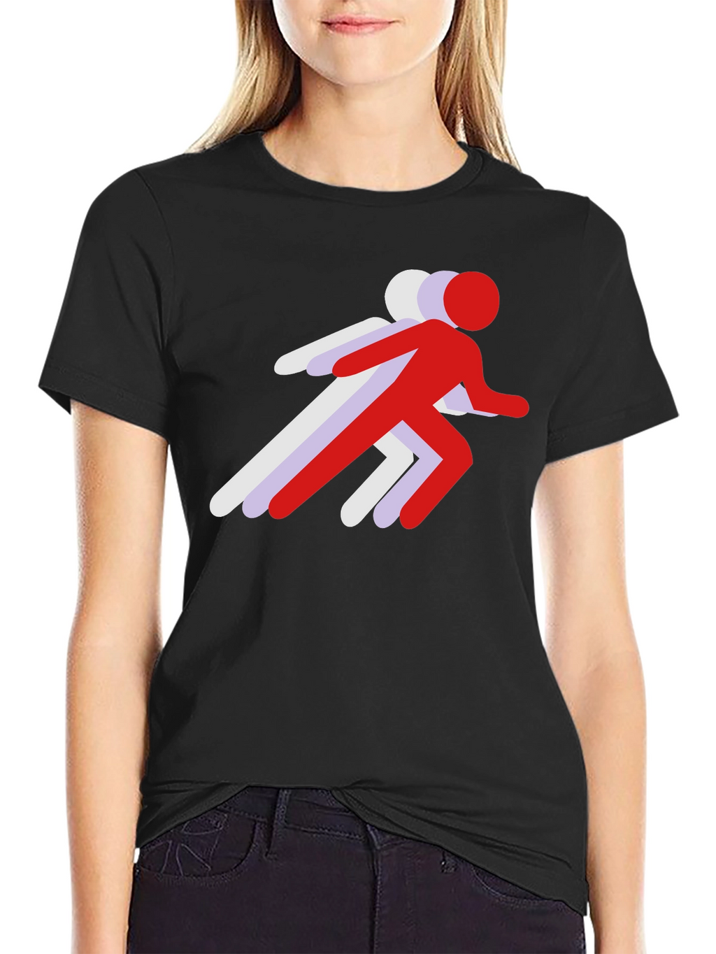 Running Stick Figure Graphic Tee - Black