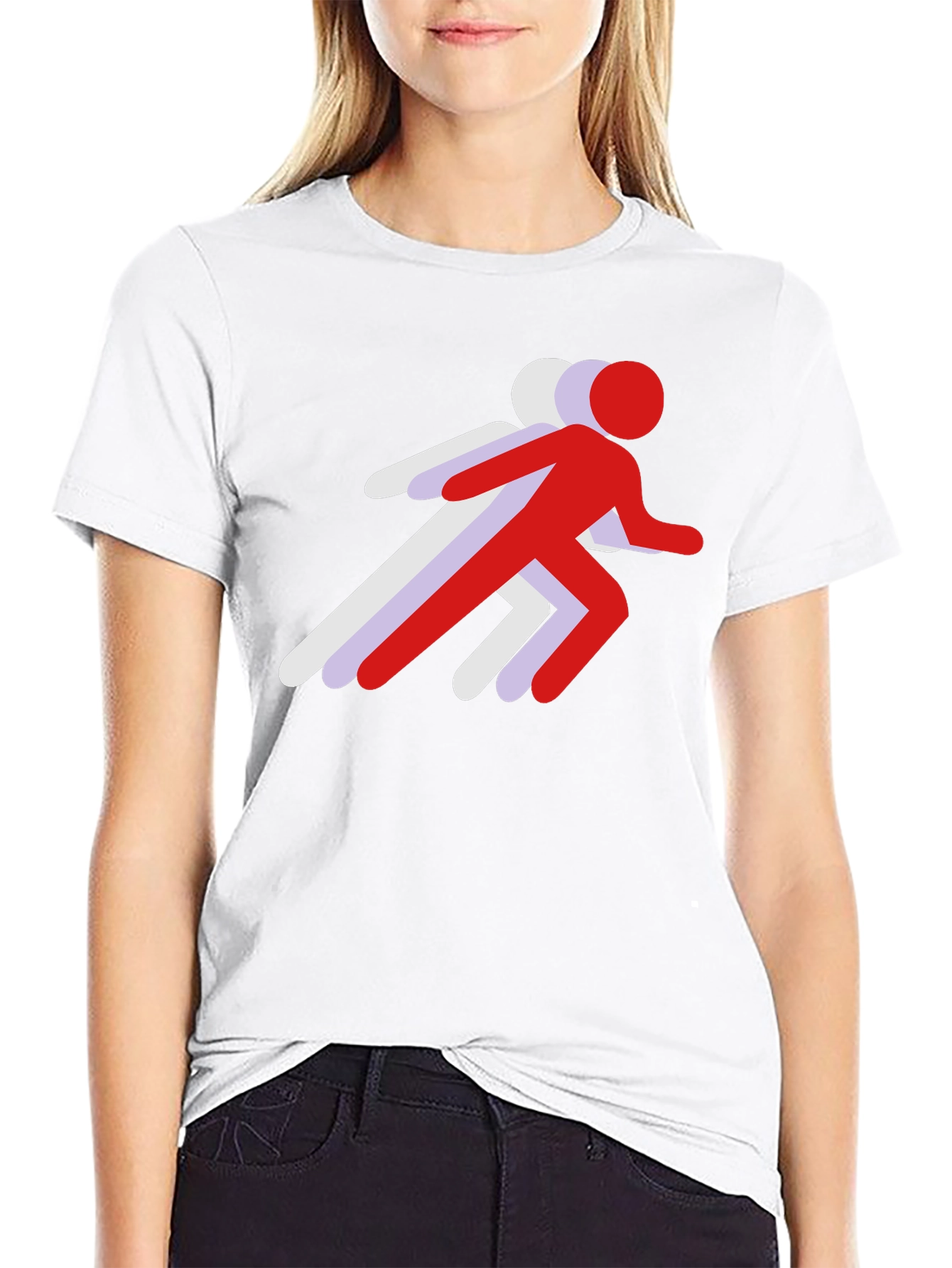 Running Stick Figure Graphic Tee - Black