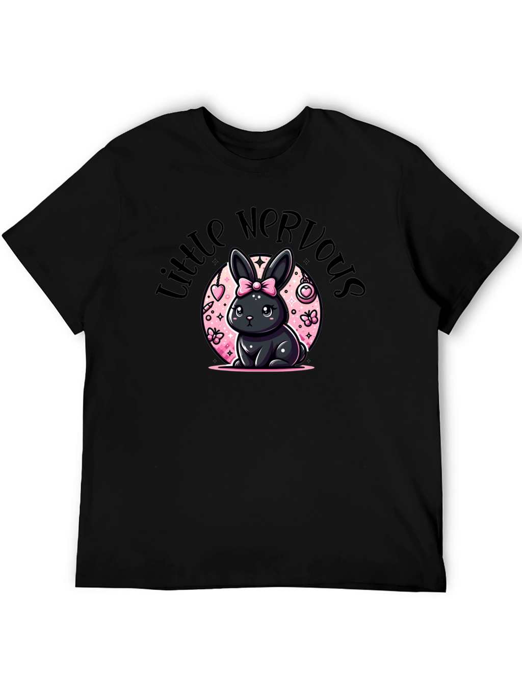 Little Nervous Bunny Black T-Shirt