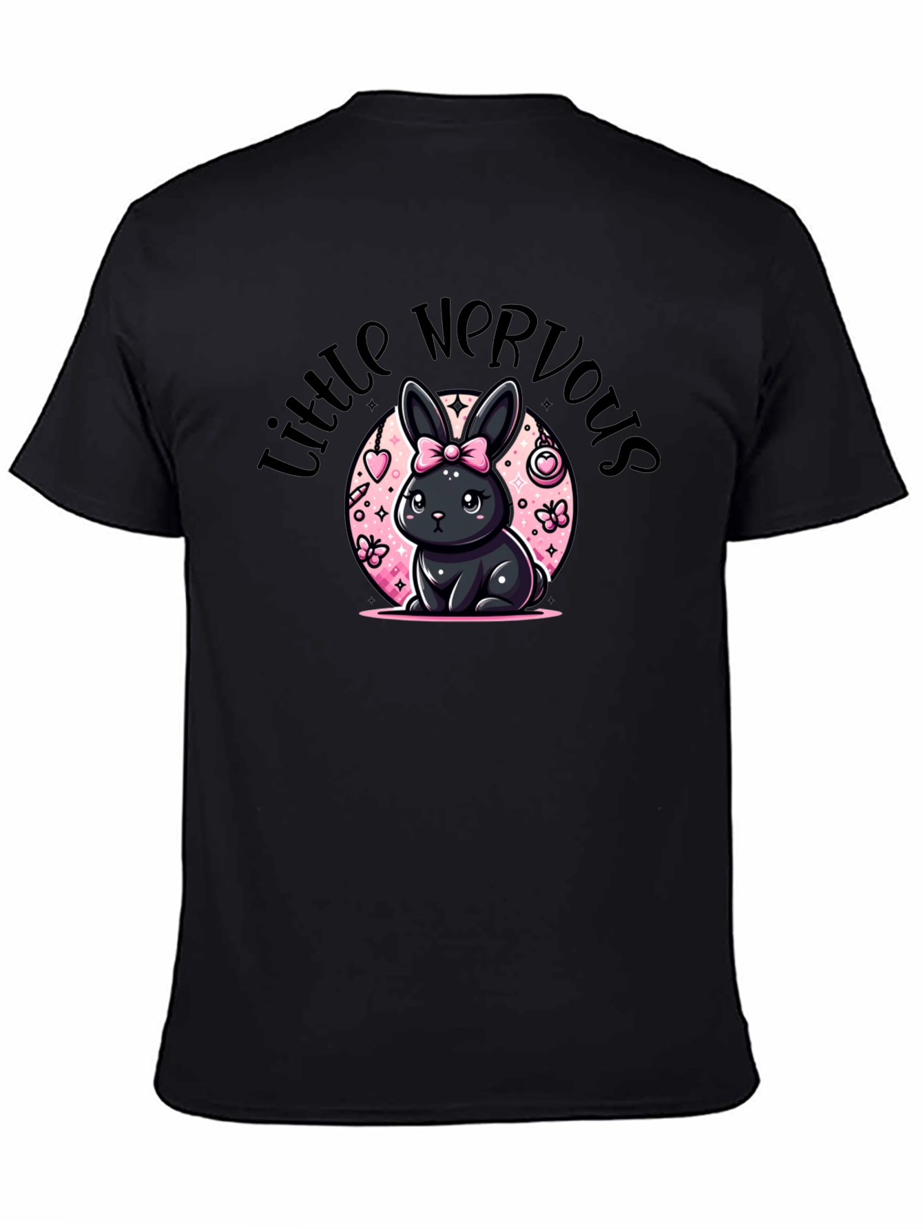 Little Nervous Bunny Black T-Shirt