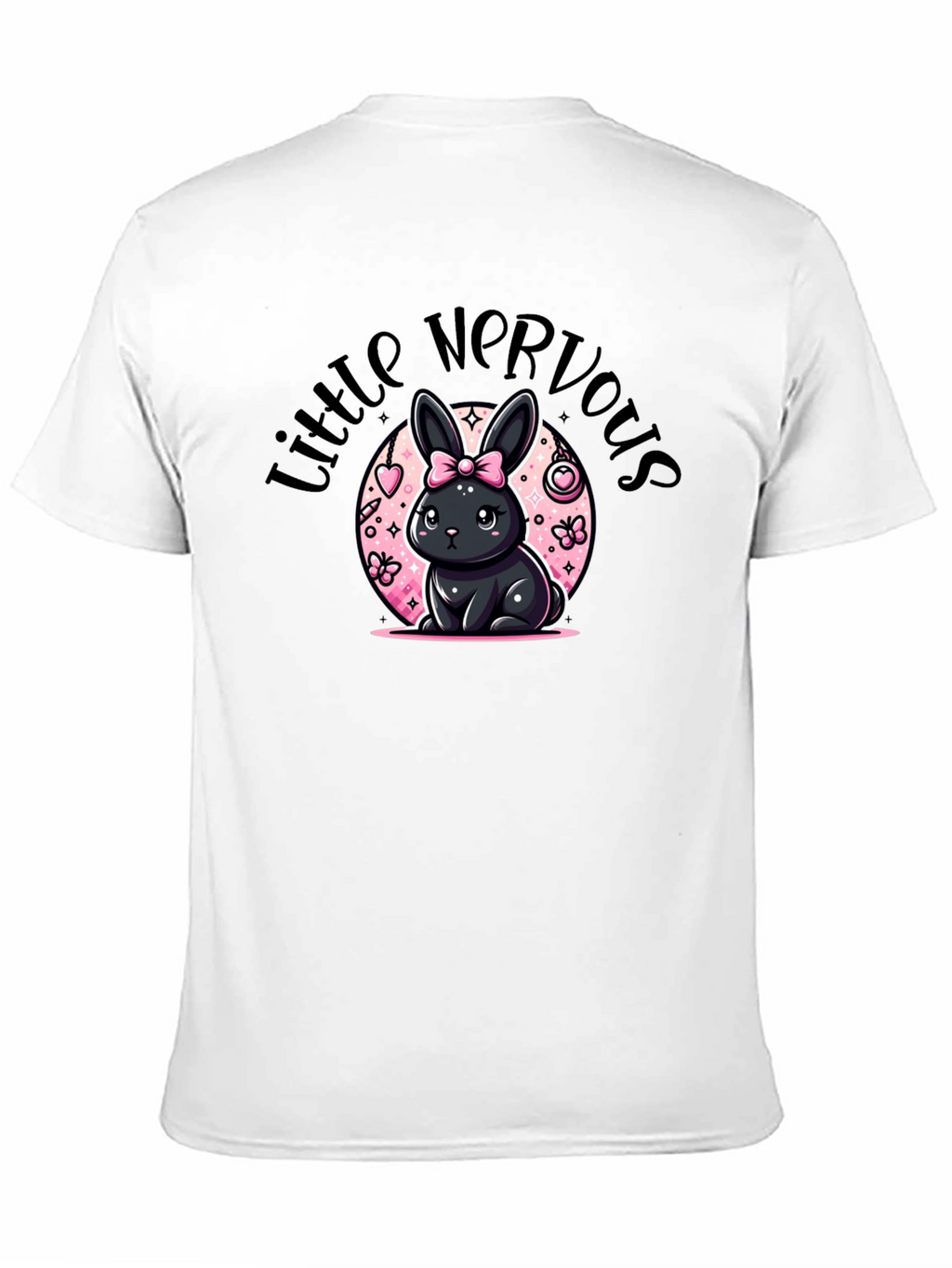 Little Nervous Bunny Black T-Shirt