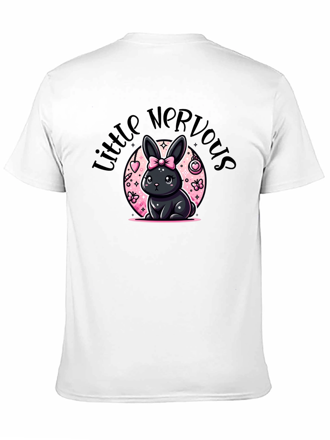 Little Nervous Bunny Black T-Shirt