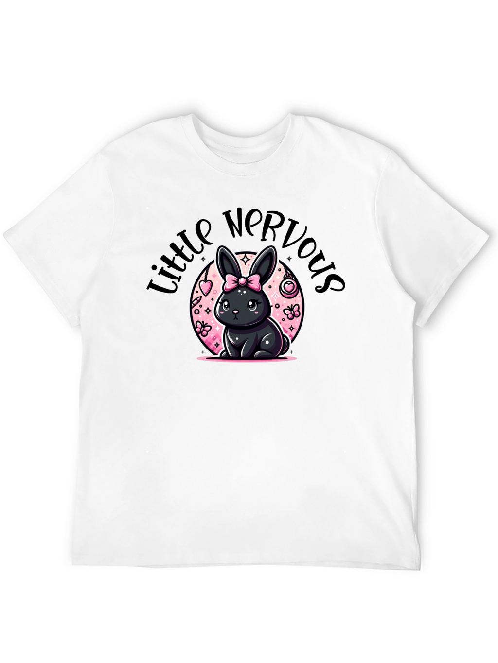 Little Nervous Bunny Black T-Shirt