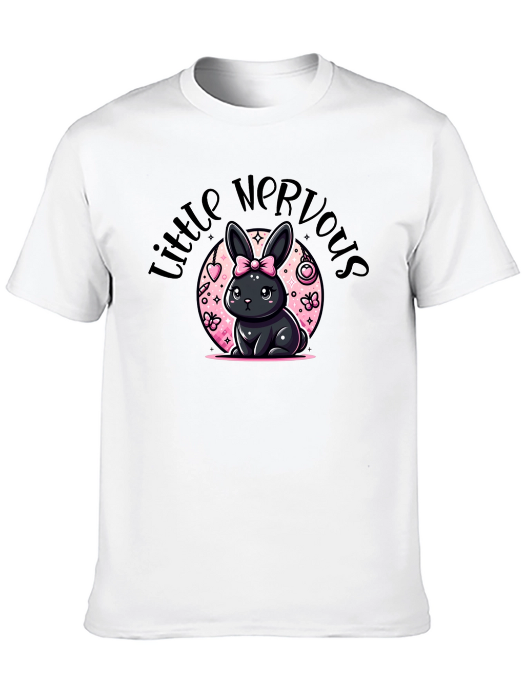 Little Nervous Bunny Black T-Shirt