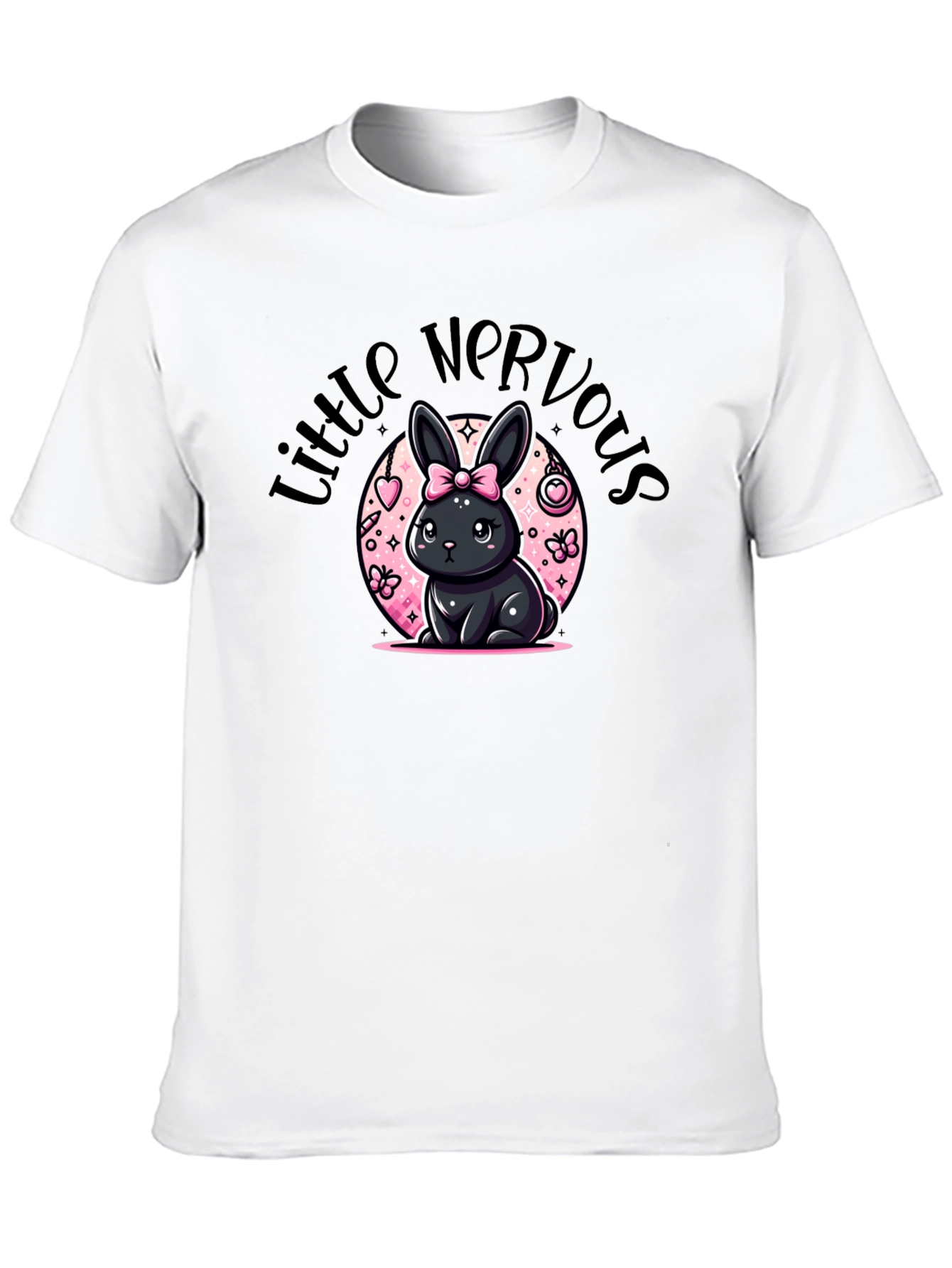 Little Nervous Bunny Black T-Shirt