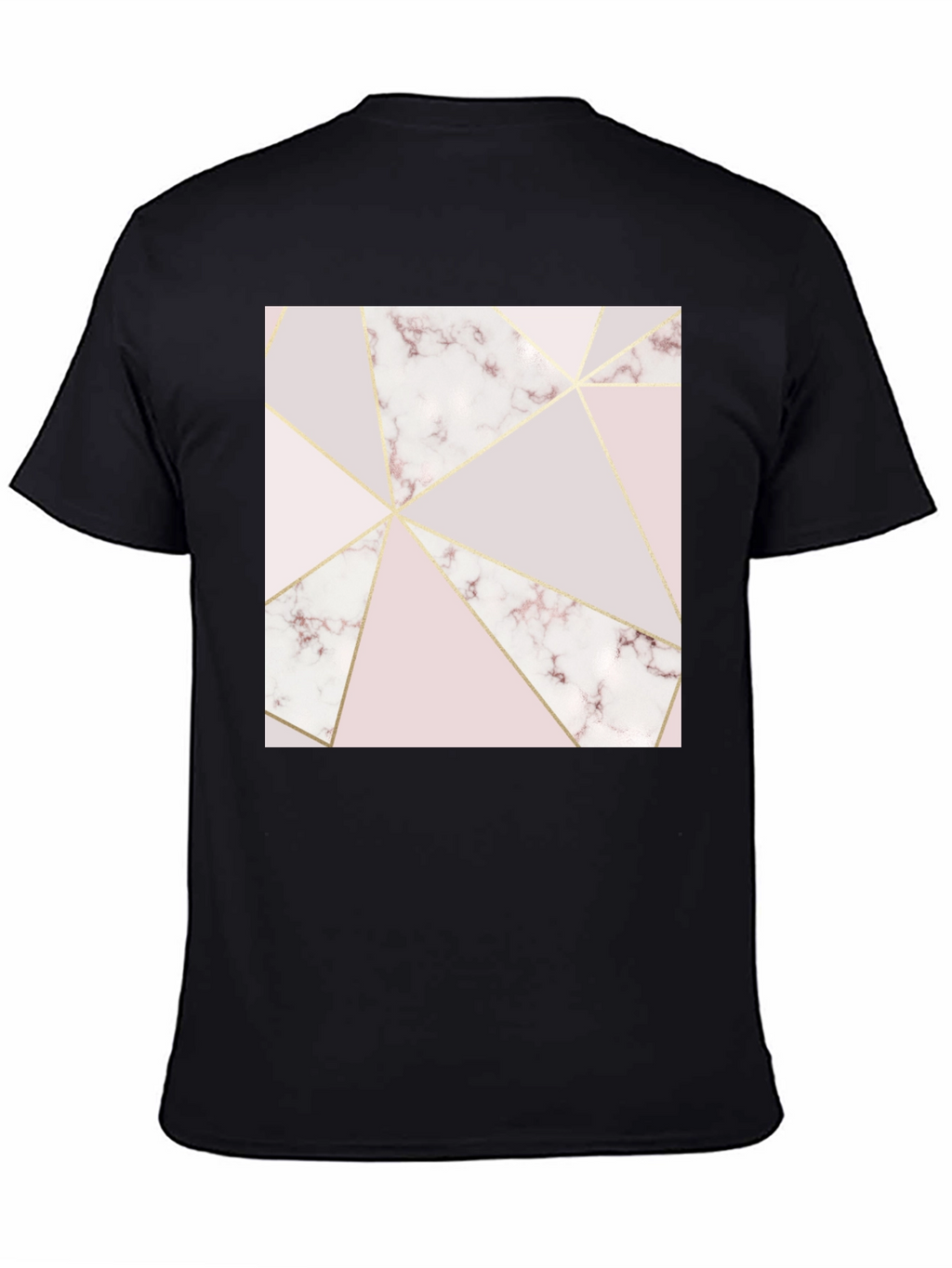 Geometric Marble Print Black T-Shirt