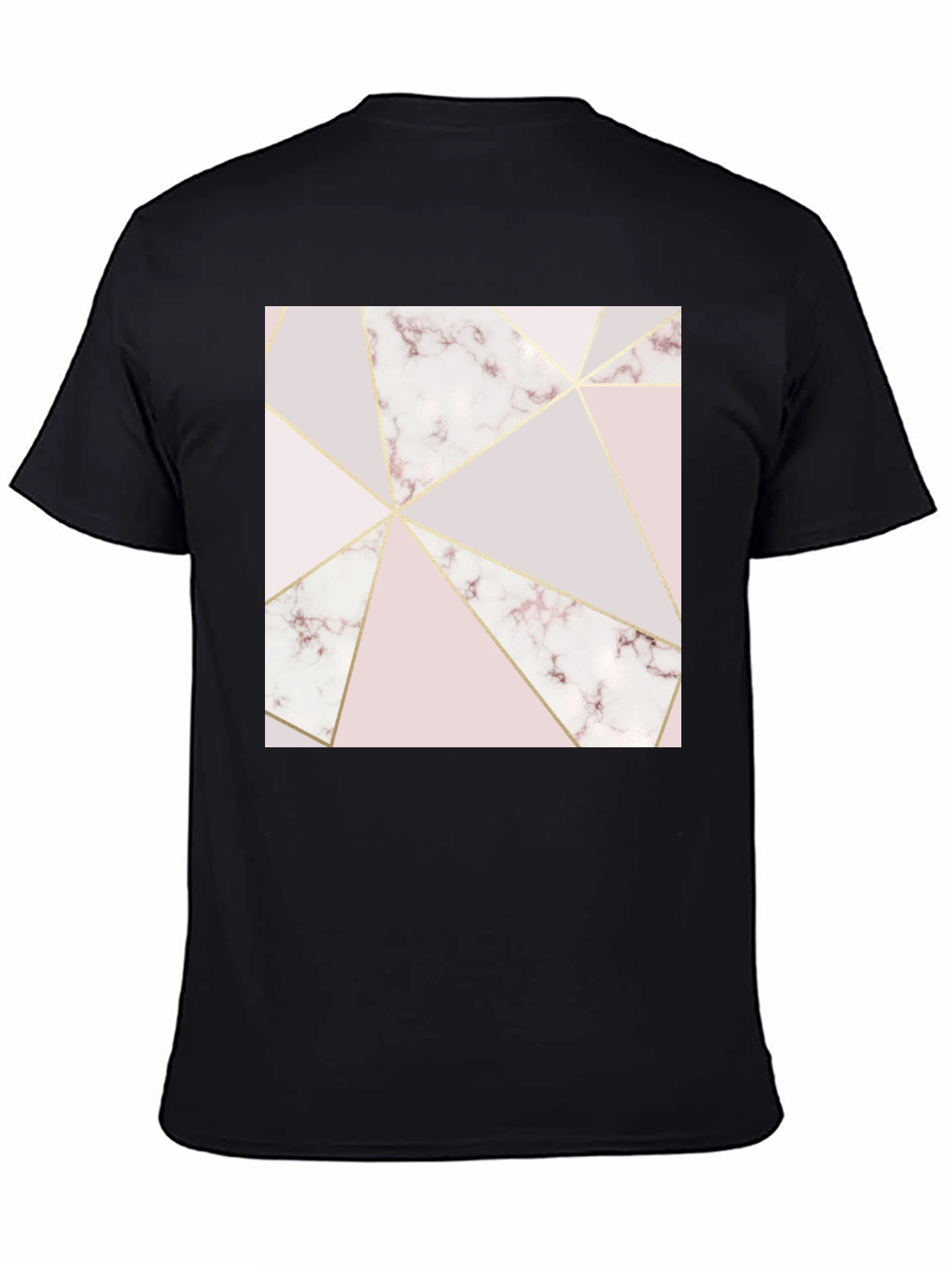 Geometric Marble Print Black T-Shirt