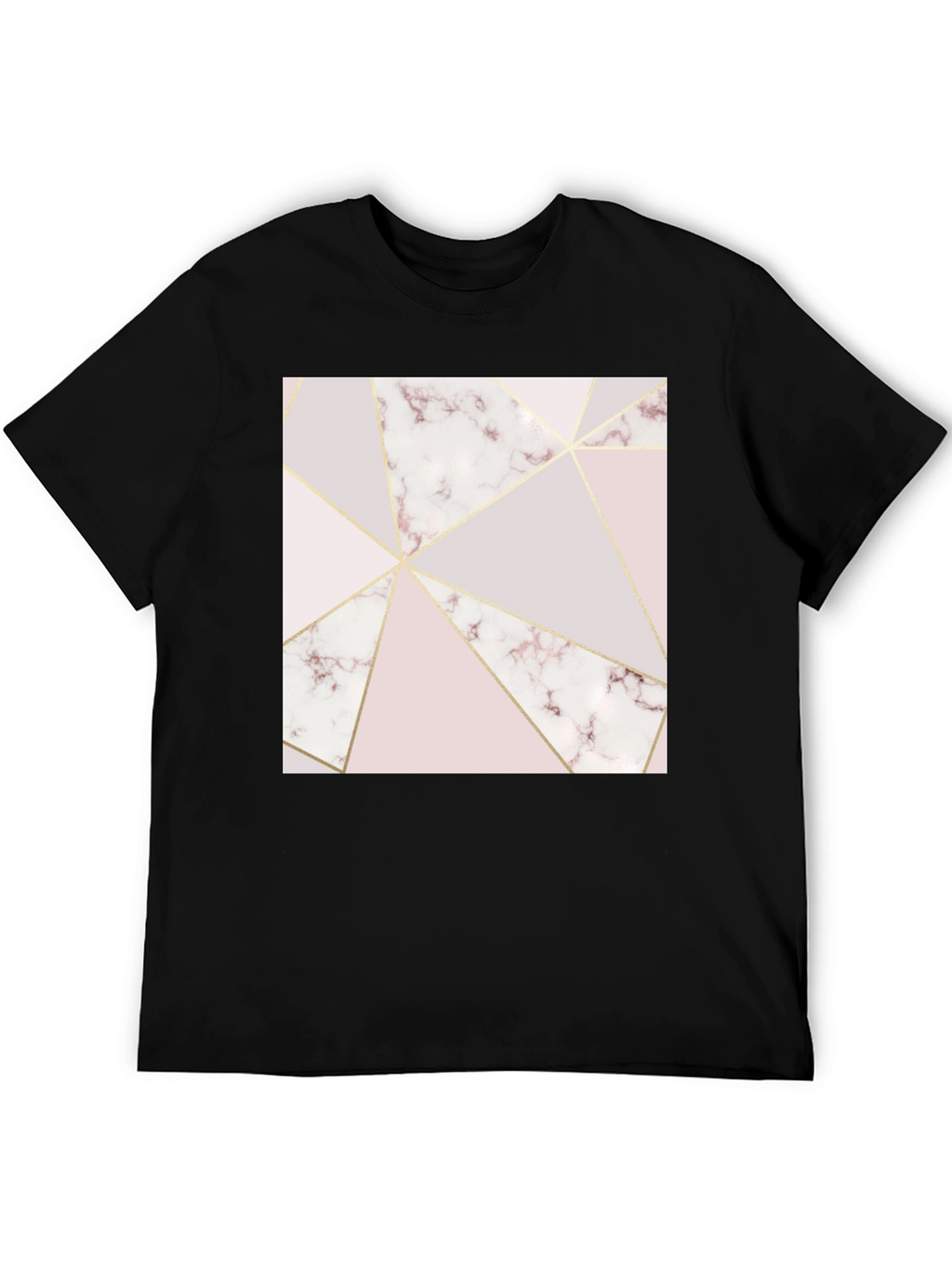 Geometric Marble Print Black T-Shirt