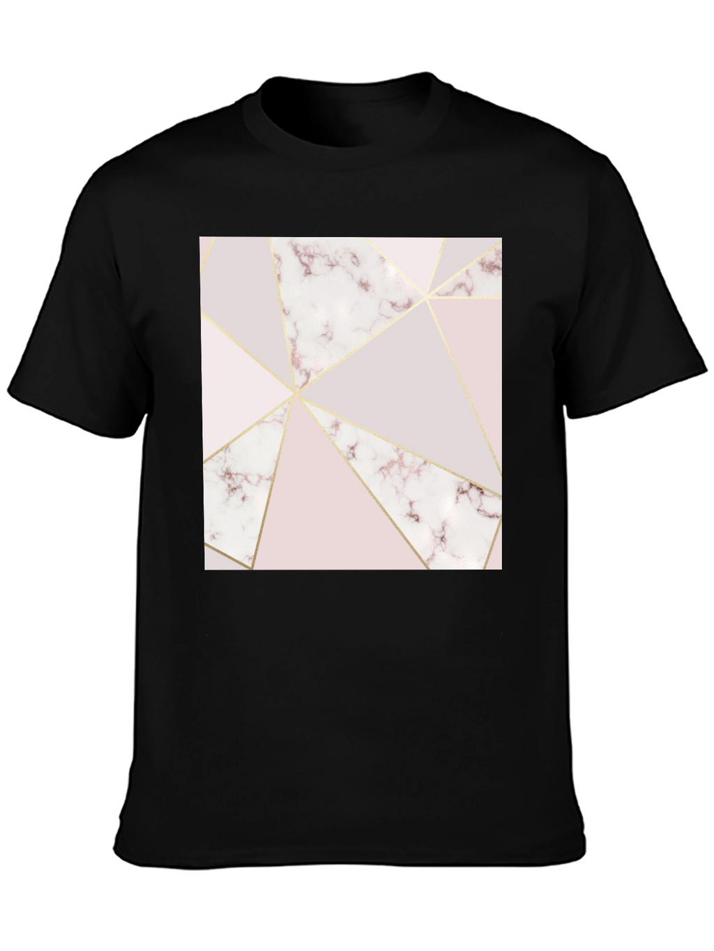 Geometric Marble Print Black T-Shirt