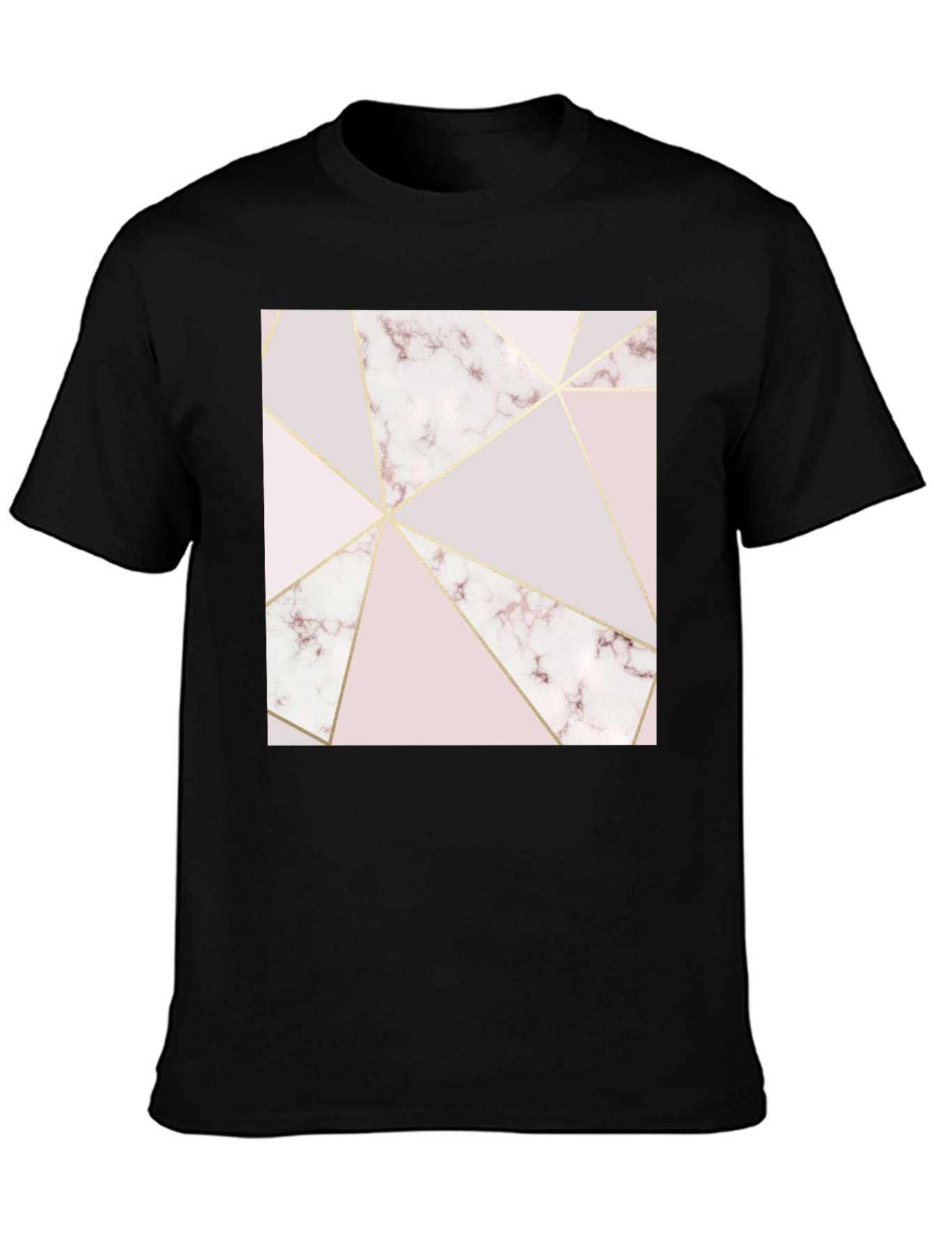 Geometric Marble Print Black T-Shirt