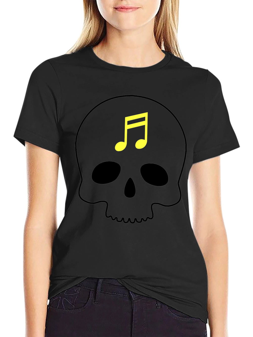 Skull Music Note Graphic T-Shirt