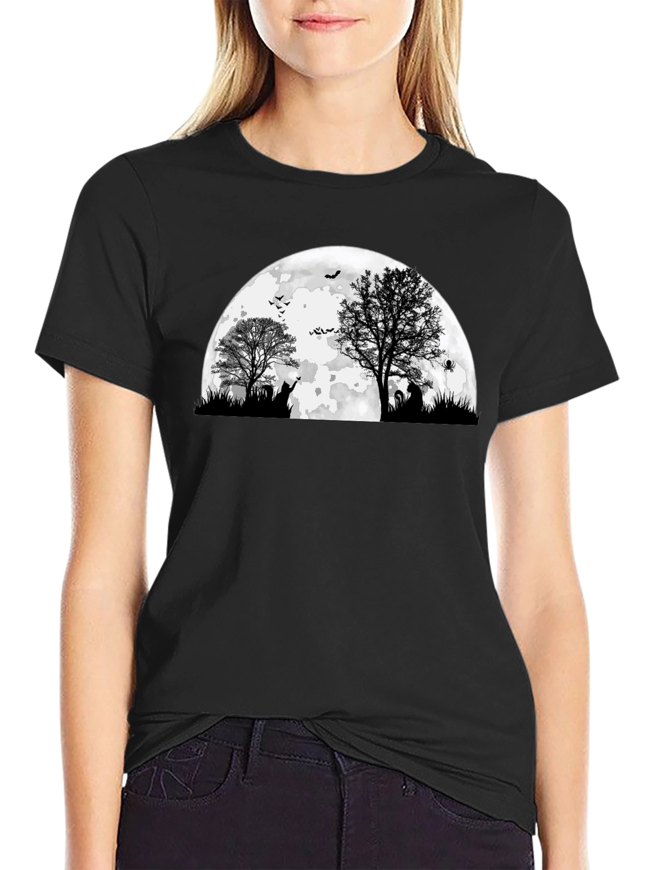 Spooky Halloween Moon Graphic Tee