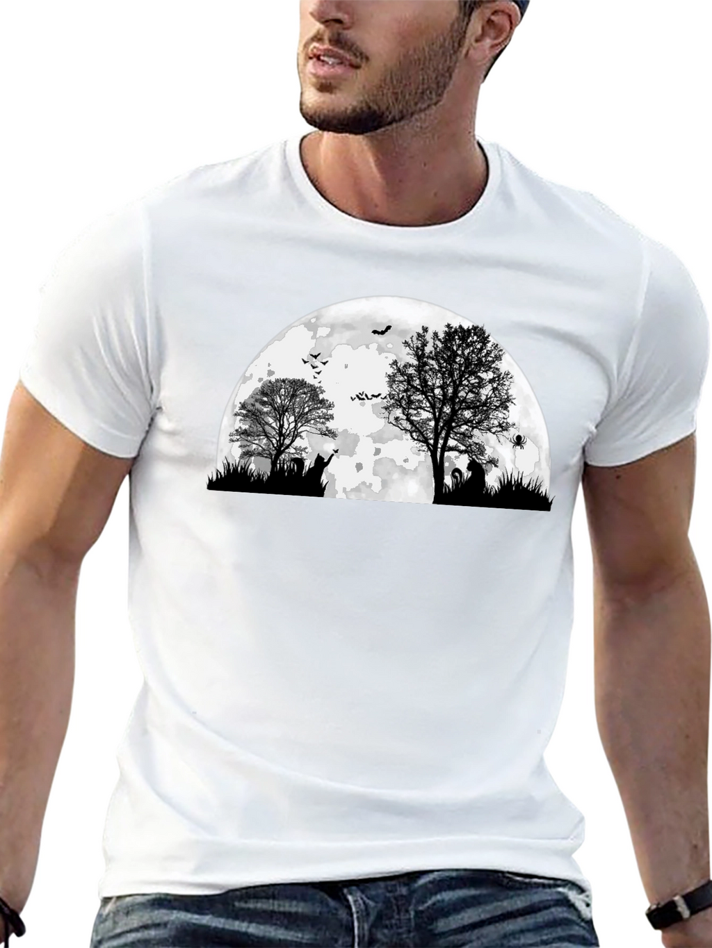 Spooky Halloween Moon Graphic Tee