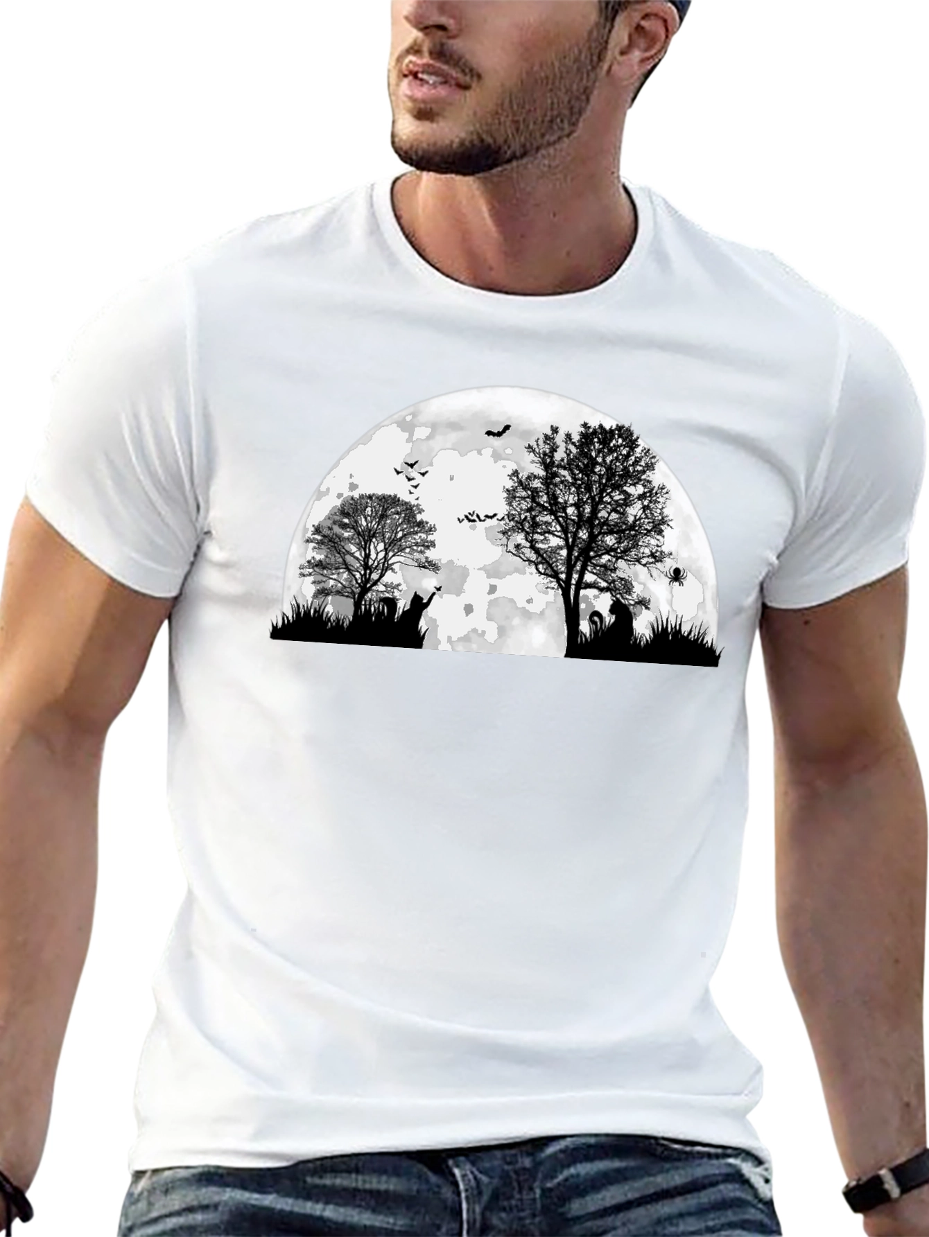 Spooky Halloween Moon Graphic Tee