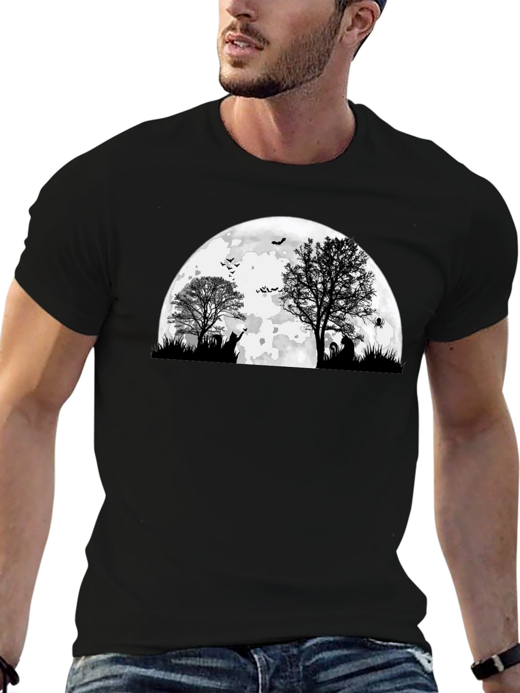Spooky Halloween Moon Graphic Tee