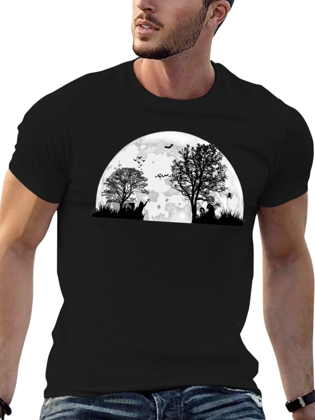 Spooky Halloween Moon Graphic Tee
