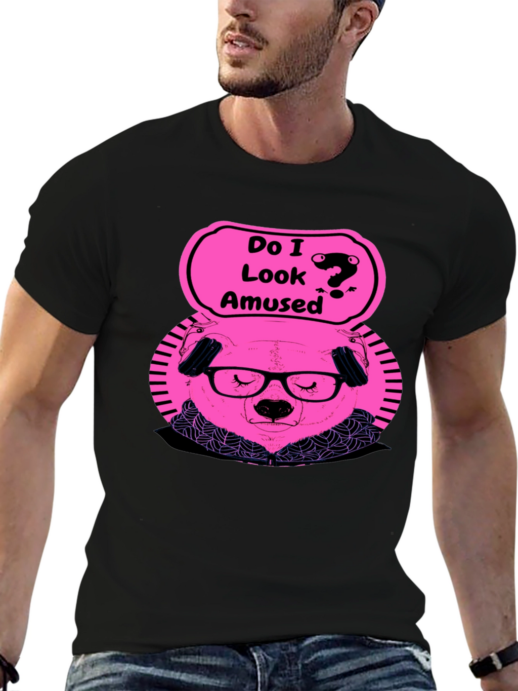 Amused Bear Graphic T-Shirt - Quirky Style