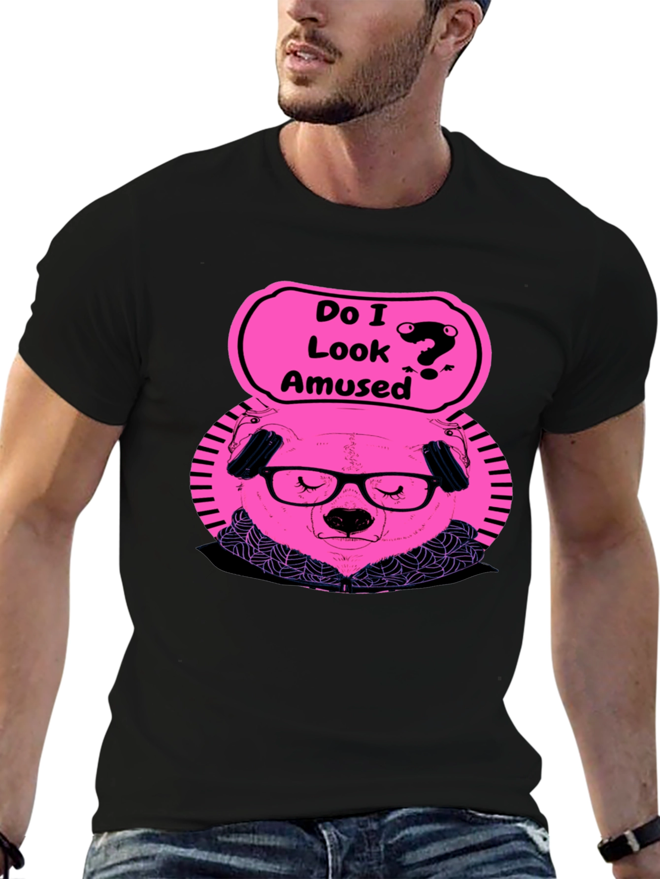 Amused Bear Graphic T-Shirt - Quirky Style