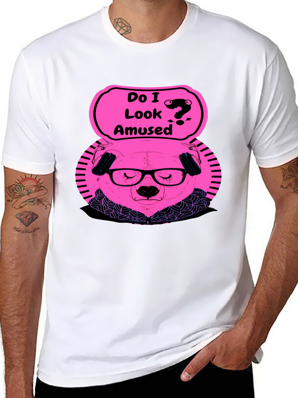 Amused Bear Graphic T-Shirt - Quirky Style