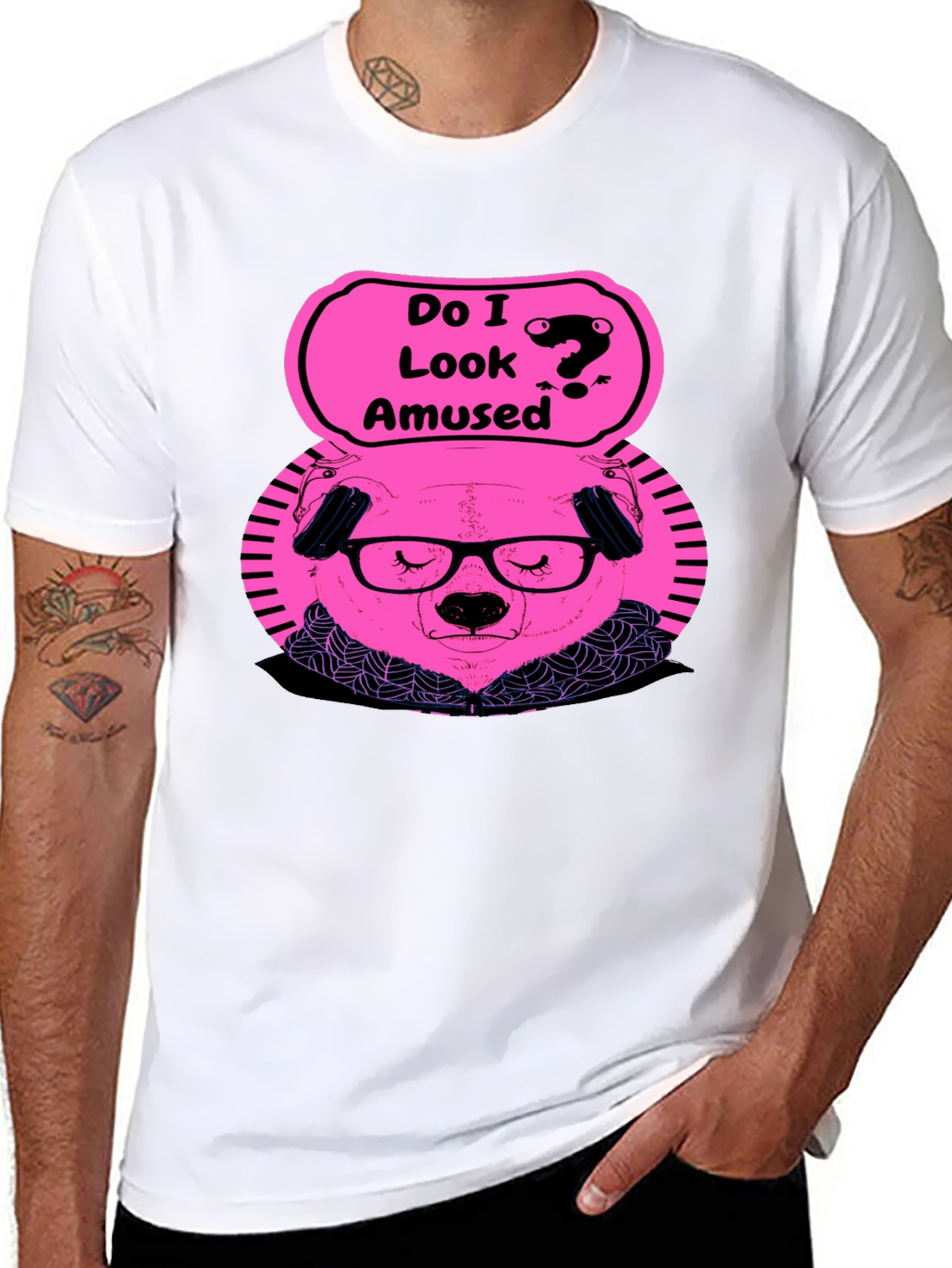 Amused Bear Graphic T-Shirt - Quirky Style