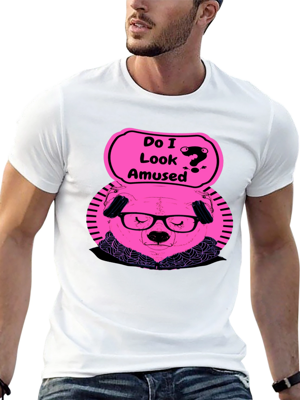 Amused Bear Graphic T-Shirt - Quirky Style