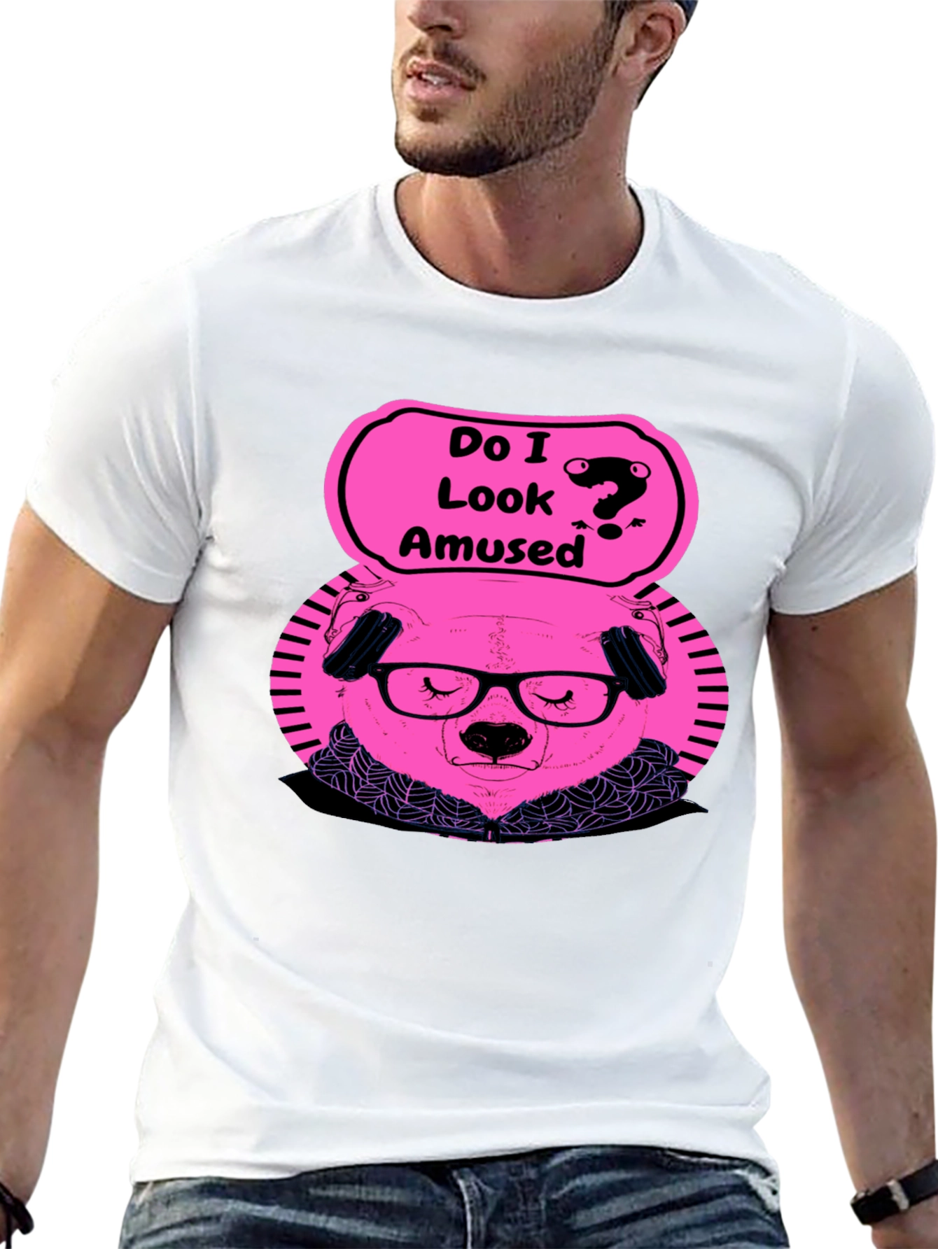 Amused Bear Graphic T-Shirt - Quirky Style